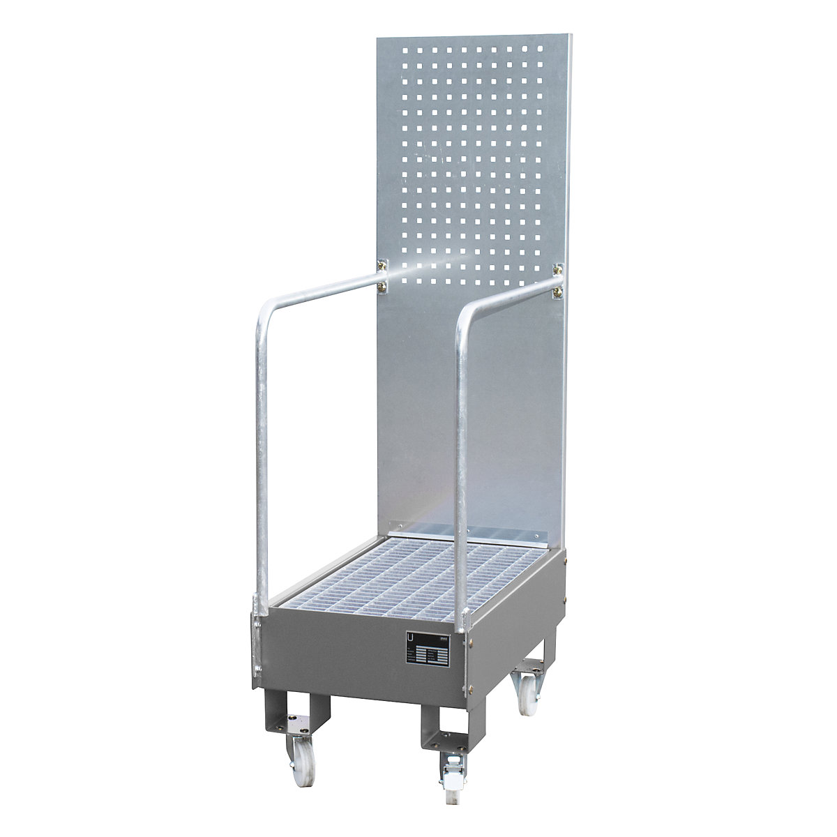 Mobile sump tray with perforated panel - eurokraft pro