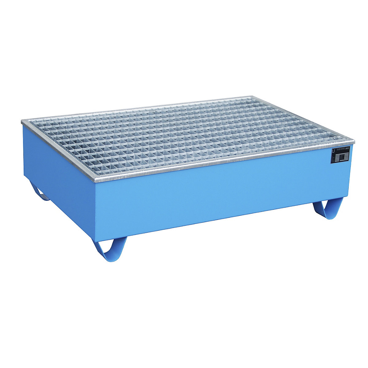 Steel sump tray with PE insert – eurokraft pro, for 200 l drums, LxWxH 1215 x 815 x 365 mm, painted blue-6