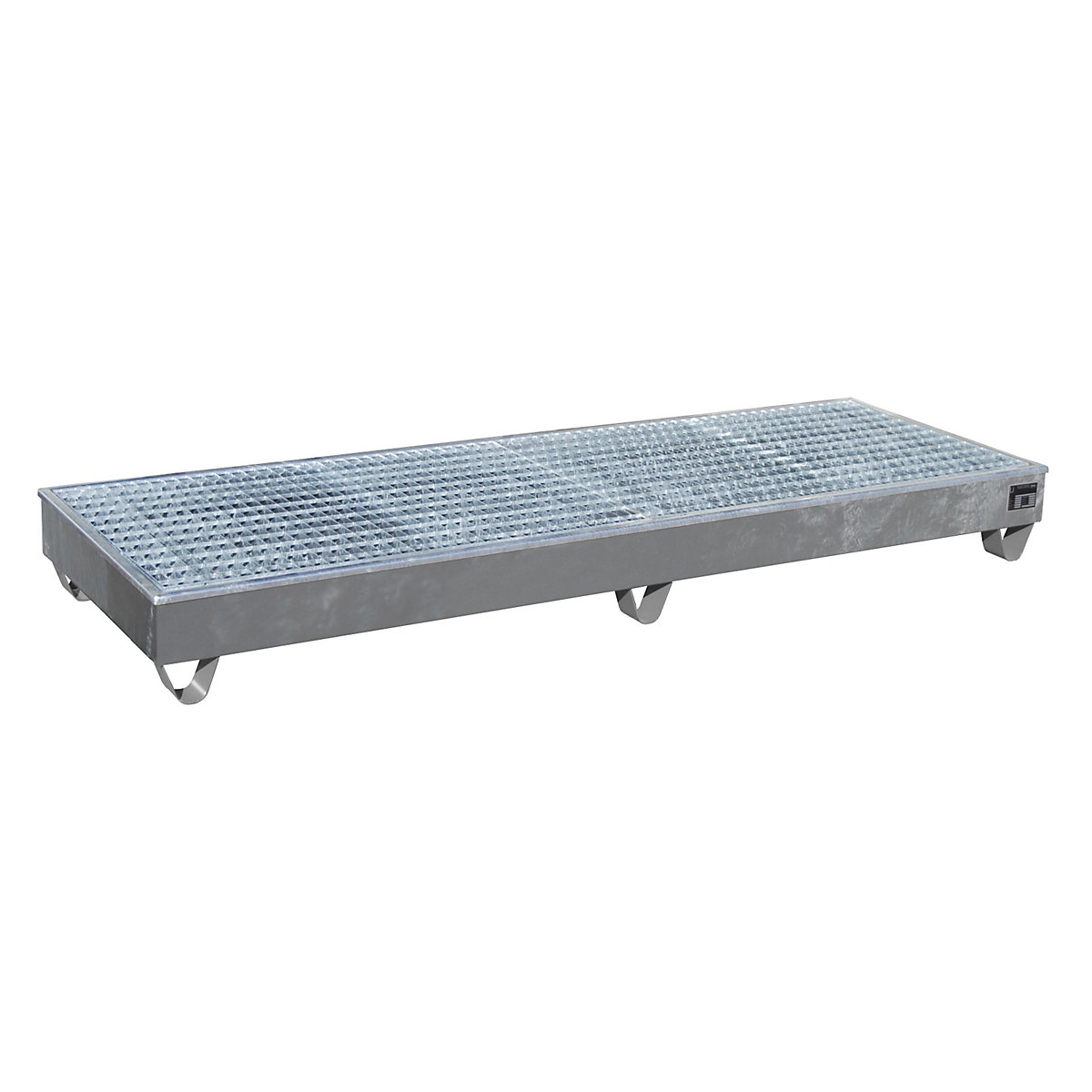 Steel sump tray with PE insert – eurokraft pro, for 200 l drums, LxWxH 2415 x 815 x 255 mm, zinc plated-7