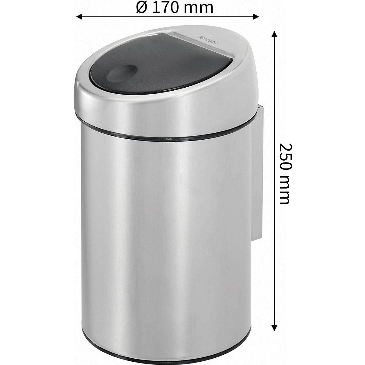 Wall mounted waste collector, stainless steel (Product illustration 3)-2
