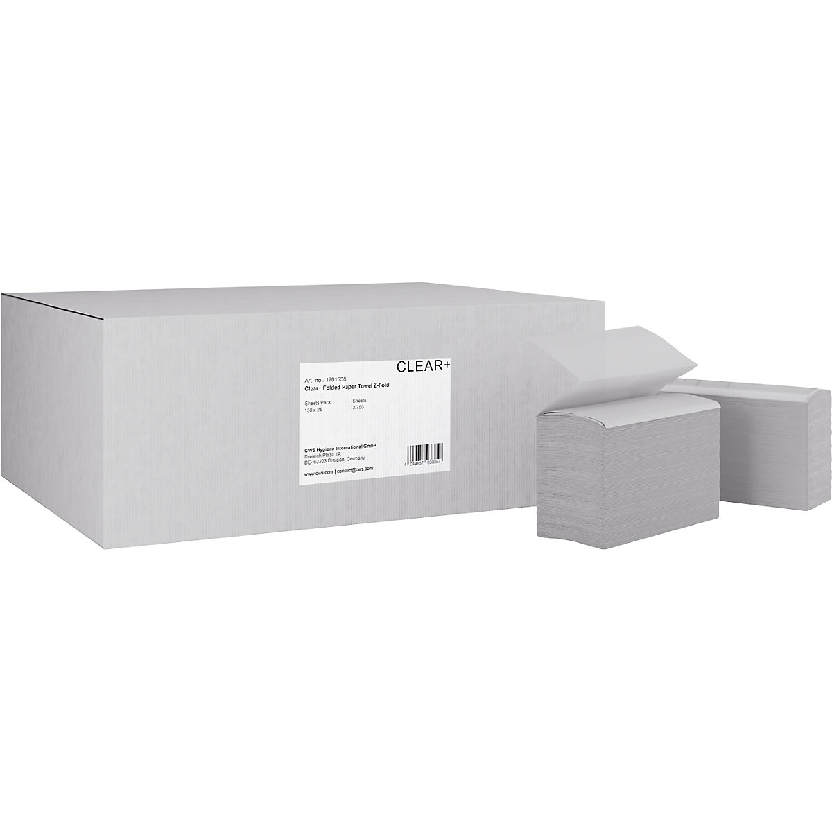 Paper hand towels in Z-fold, Clear+