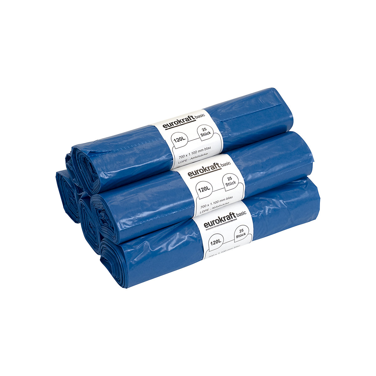 Waste sacks, 100% PCR LDPE, 120 l – eurokraft basic (Product illustration 15)-14