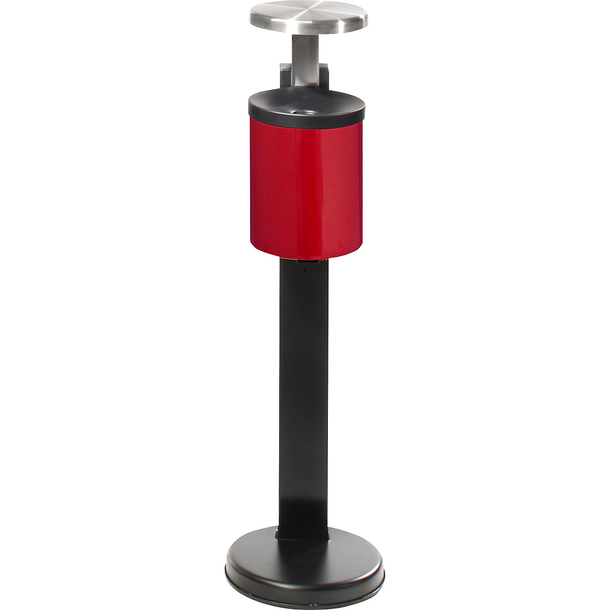 Safety pedestal ashtray with hood
