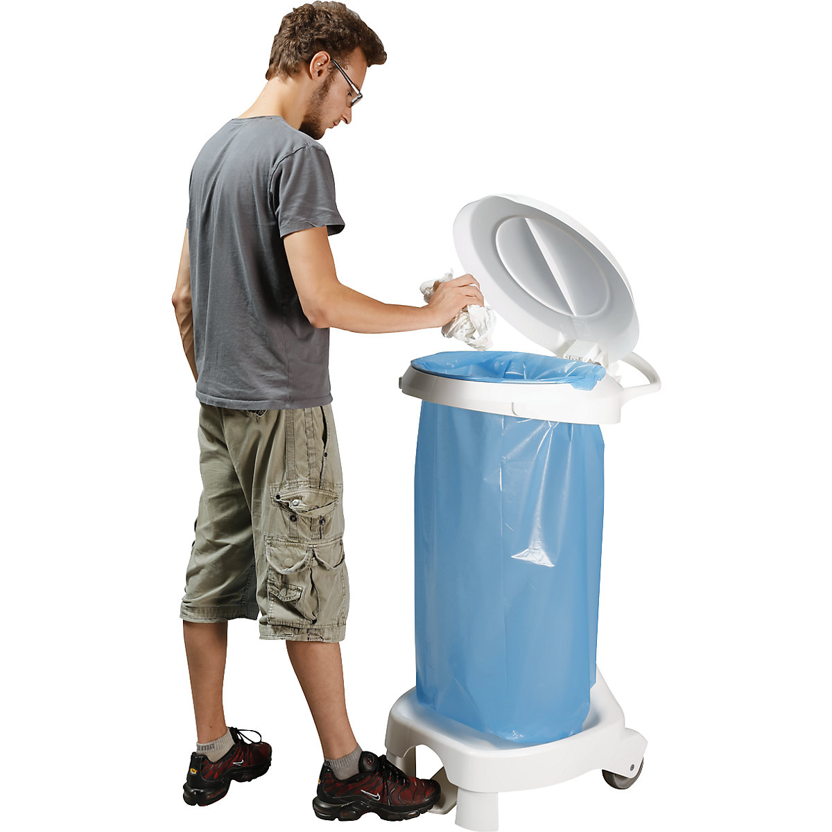 Pedal operated waste sack stand with castors (Product illustration 3)-2
