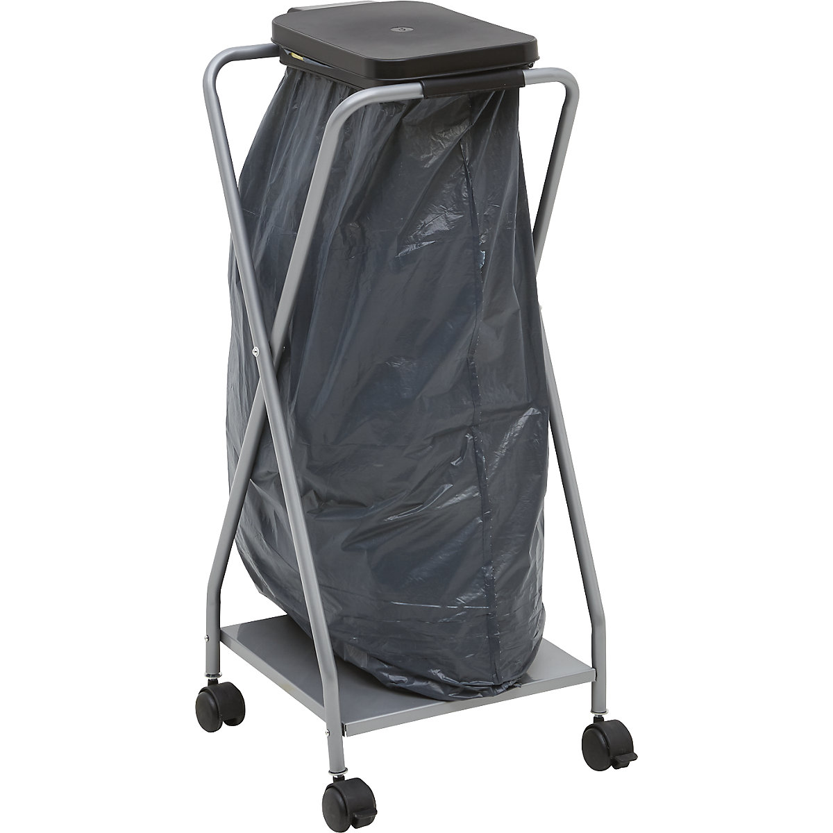 Steel waste sack holder with plastic lid – eurokraft basic (Product illustration 3)-2