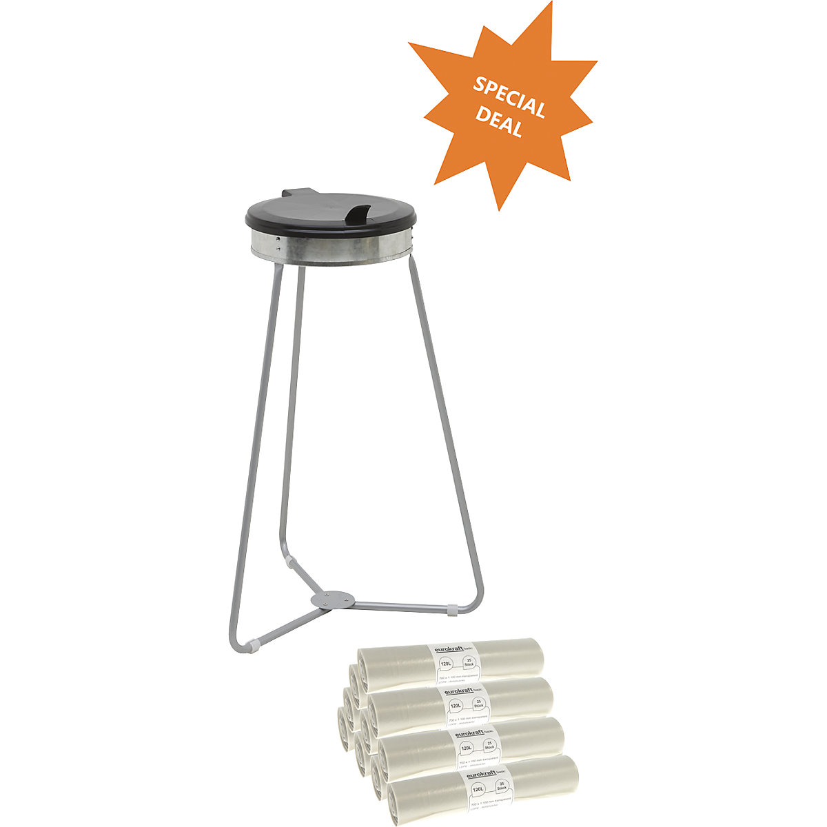 Waste sack stand with bags – eurokraft basic (Product illustration 3)-2