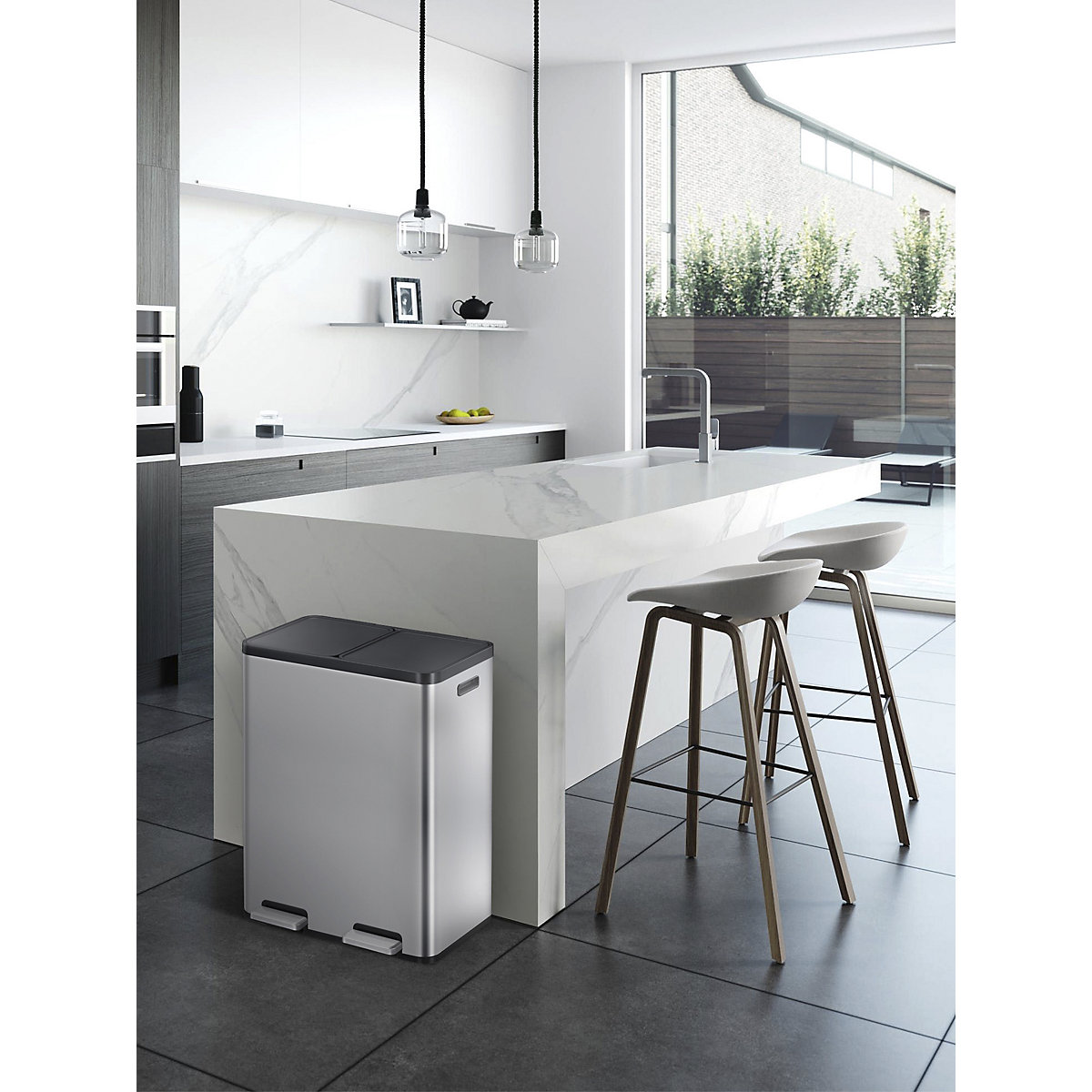 Recycler pedal bin, steel – EKO (Product illustration 3)-2