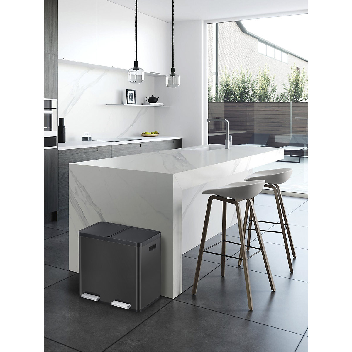 Recycler pedal bin, steel – EKO (Product illustration 42)-41