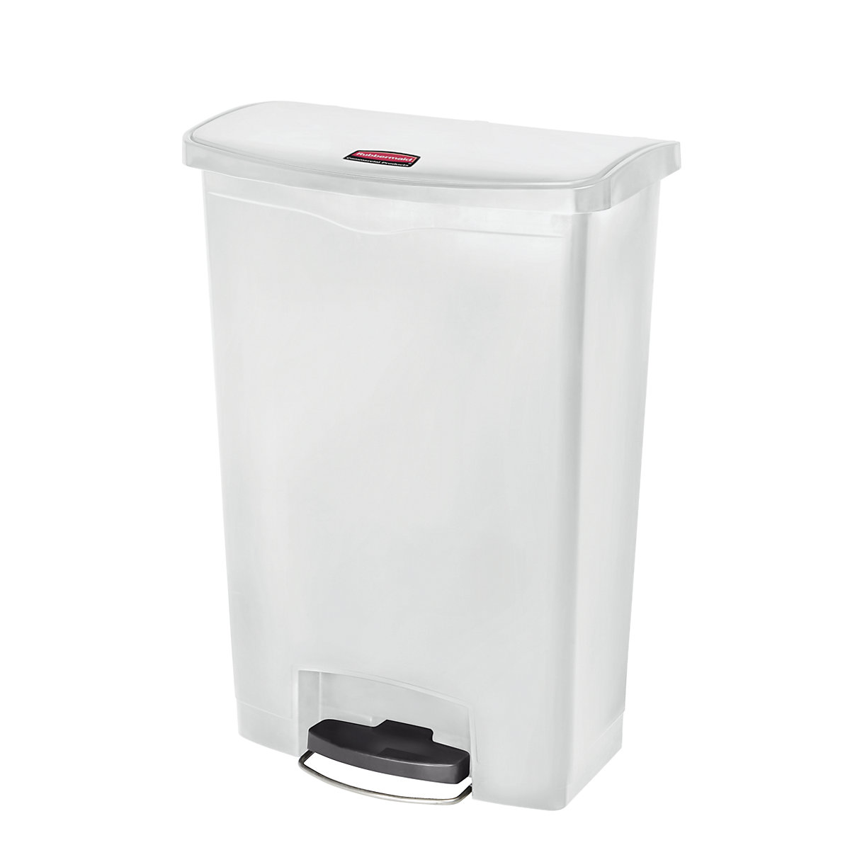 SLIM JIM® foot pedal bin – Rubbermaid, made of polyethylene, 90 l, white, mobile-1