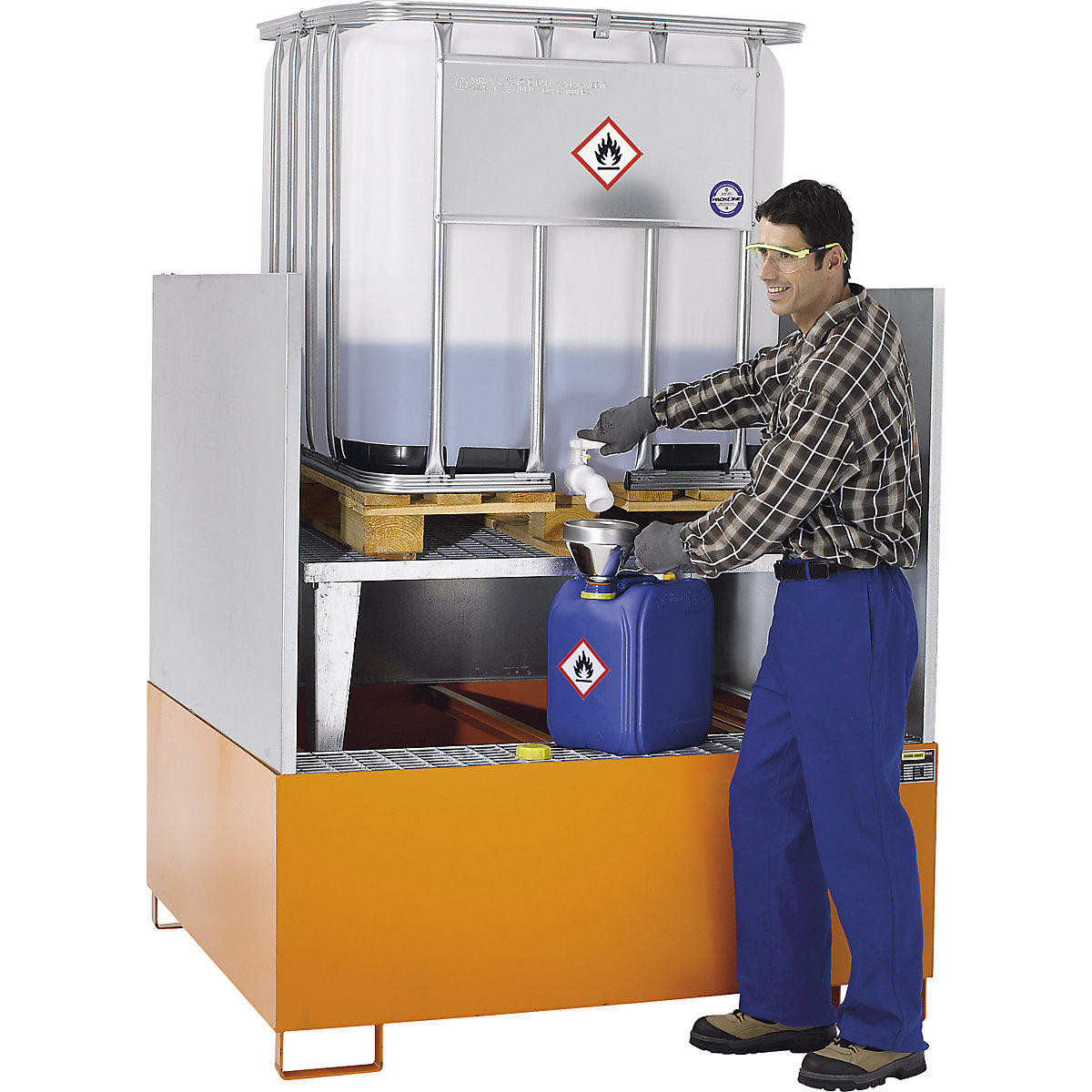 Cuve de rétention en acier pour cubitainer IBC / KTC – eurokraft pro (Illustration du produit 2)-1
