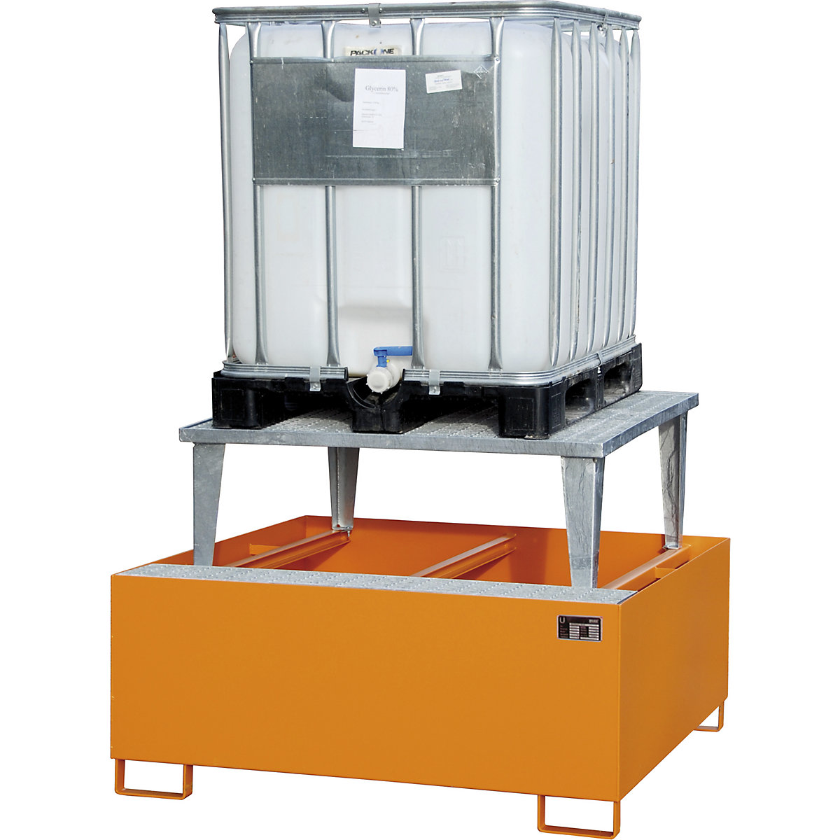 Cuve de rétention en acier pour cubitainer IBC / KTC – eurokraft pro (Illustration du produit 4)-3