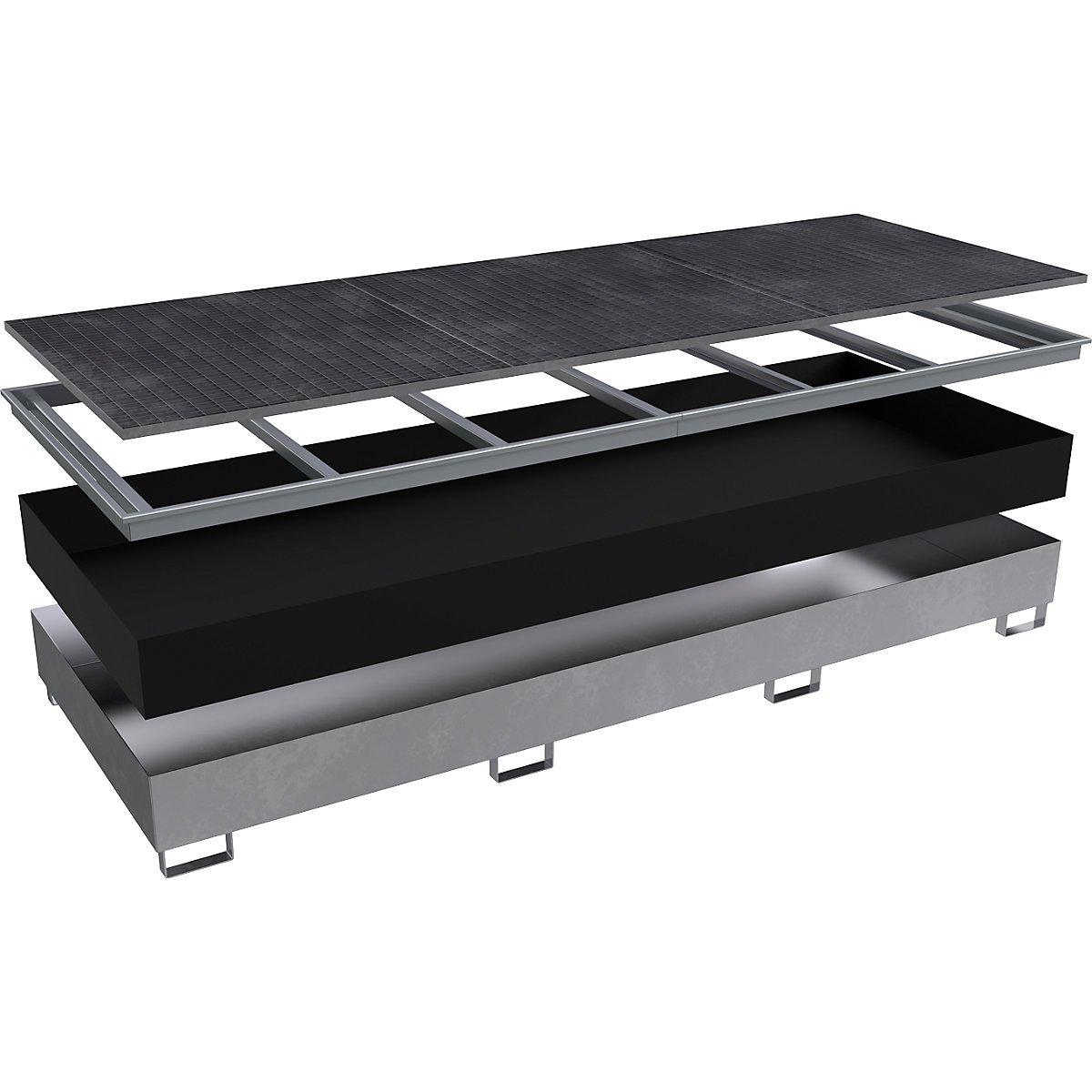 Cuve de rétention pour rayonnage avec insert en polyéthylène - eurokraft pro