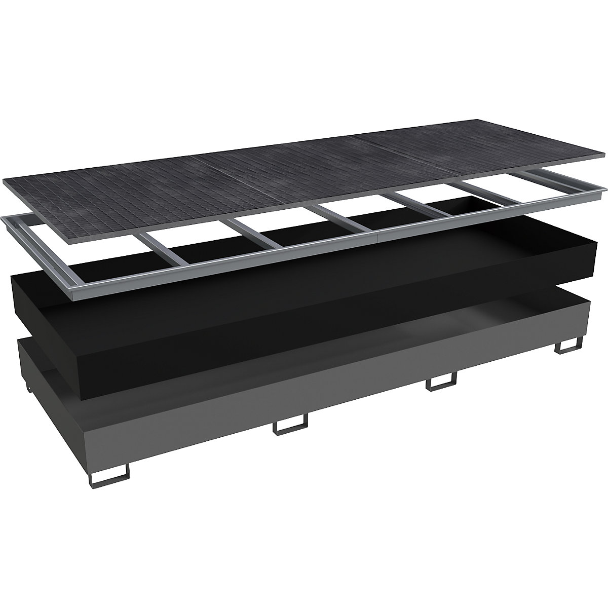 Cuve de rétention pour rayonnage avec insert en polyéthylène &ndash; eurokraft pro