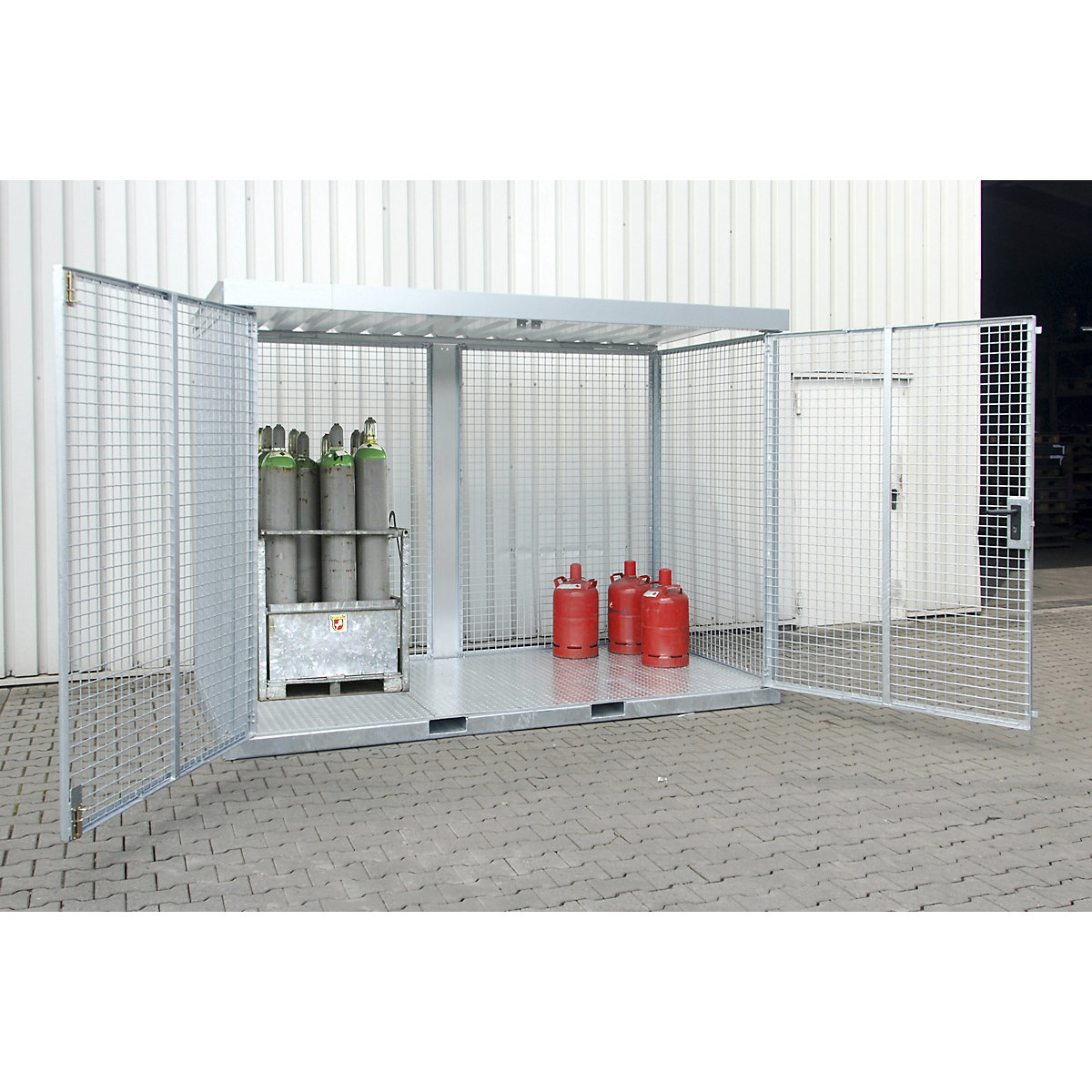 Conteneur grillagé pour bouteilles de gaz, livré monté – eurokraft pro (Illustration du produit 7)-6