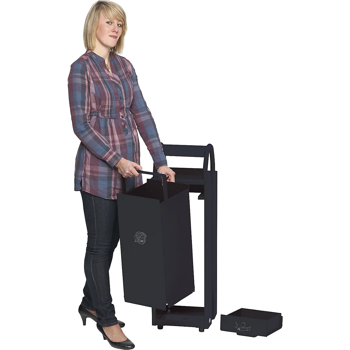 Collecteur de déchets avec cendrier et toit de protection – VAR (Illustration du produit 3)-2