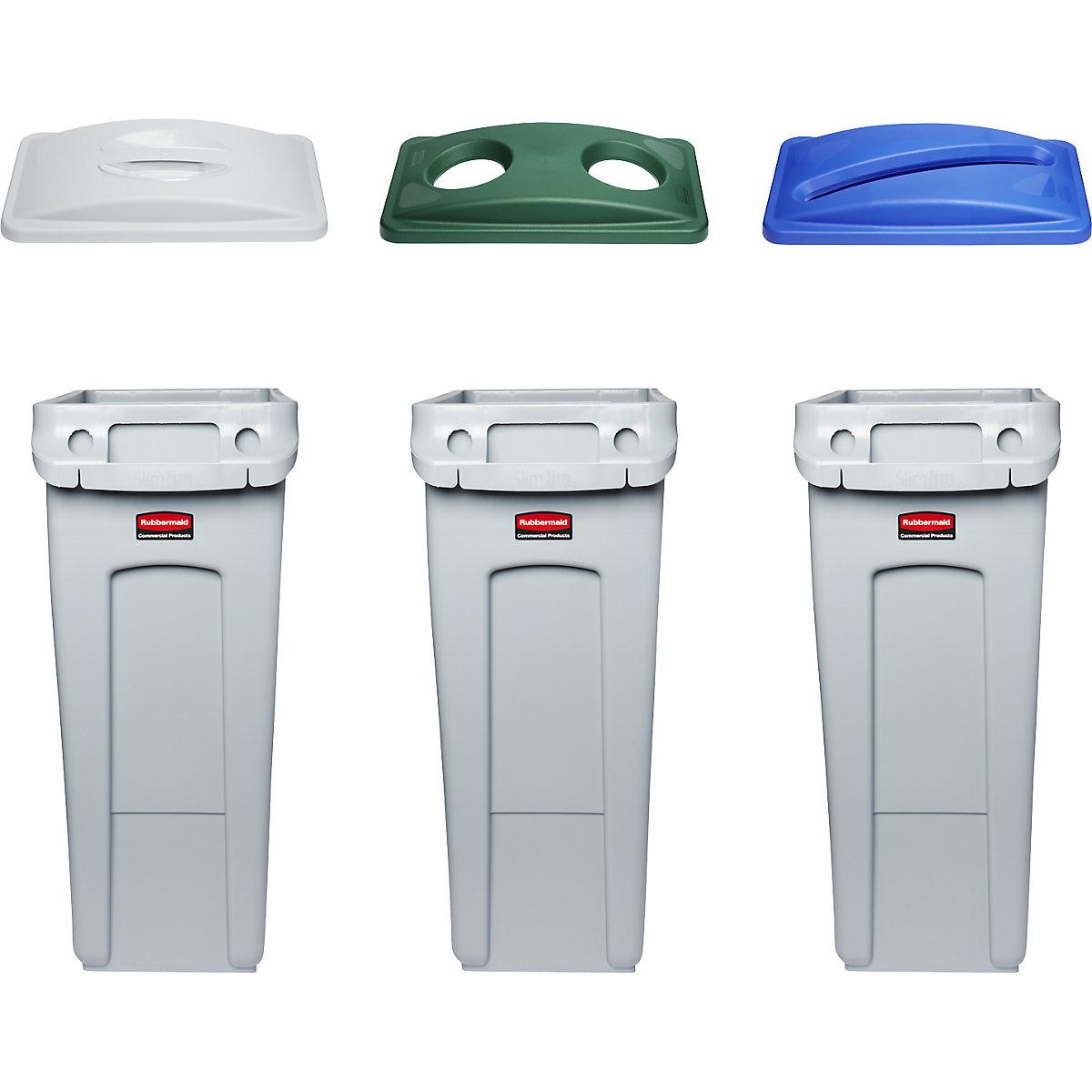 Poste de tri des déchets, jeu de 3 collecteurs SLIM JIM® – Rubbermaid (Illustration du produit 4)-3