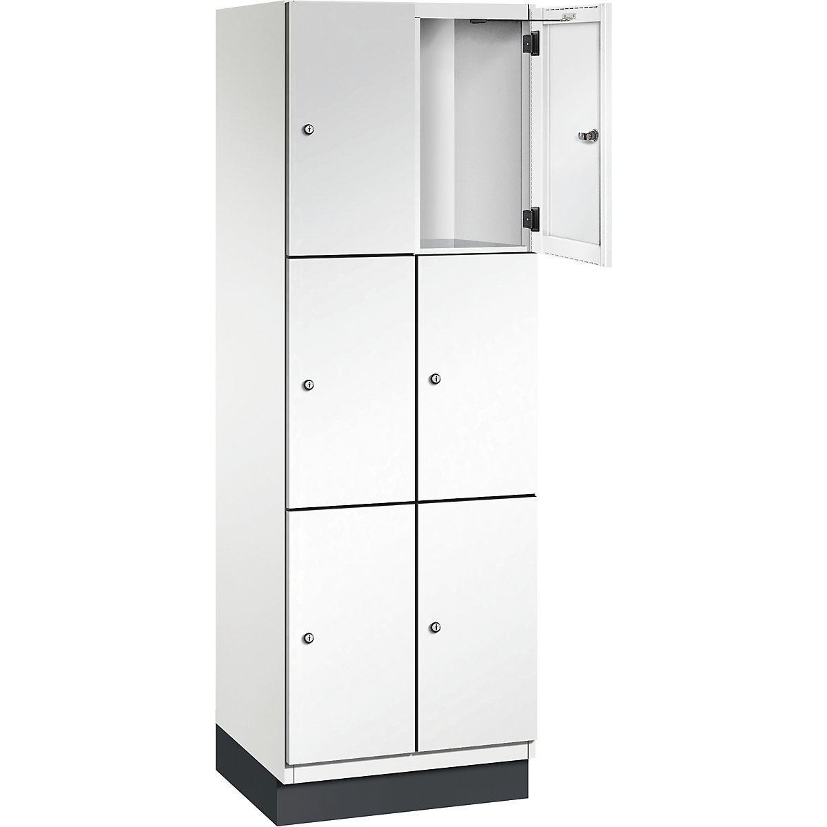 Armário de cacifos com 3 compartimentos Cambio – C+P, 2 compartimentos, branco puro, porta em chapa de aço, L 600 mm, 6 compartimentos-1