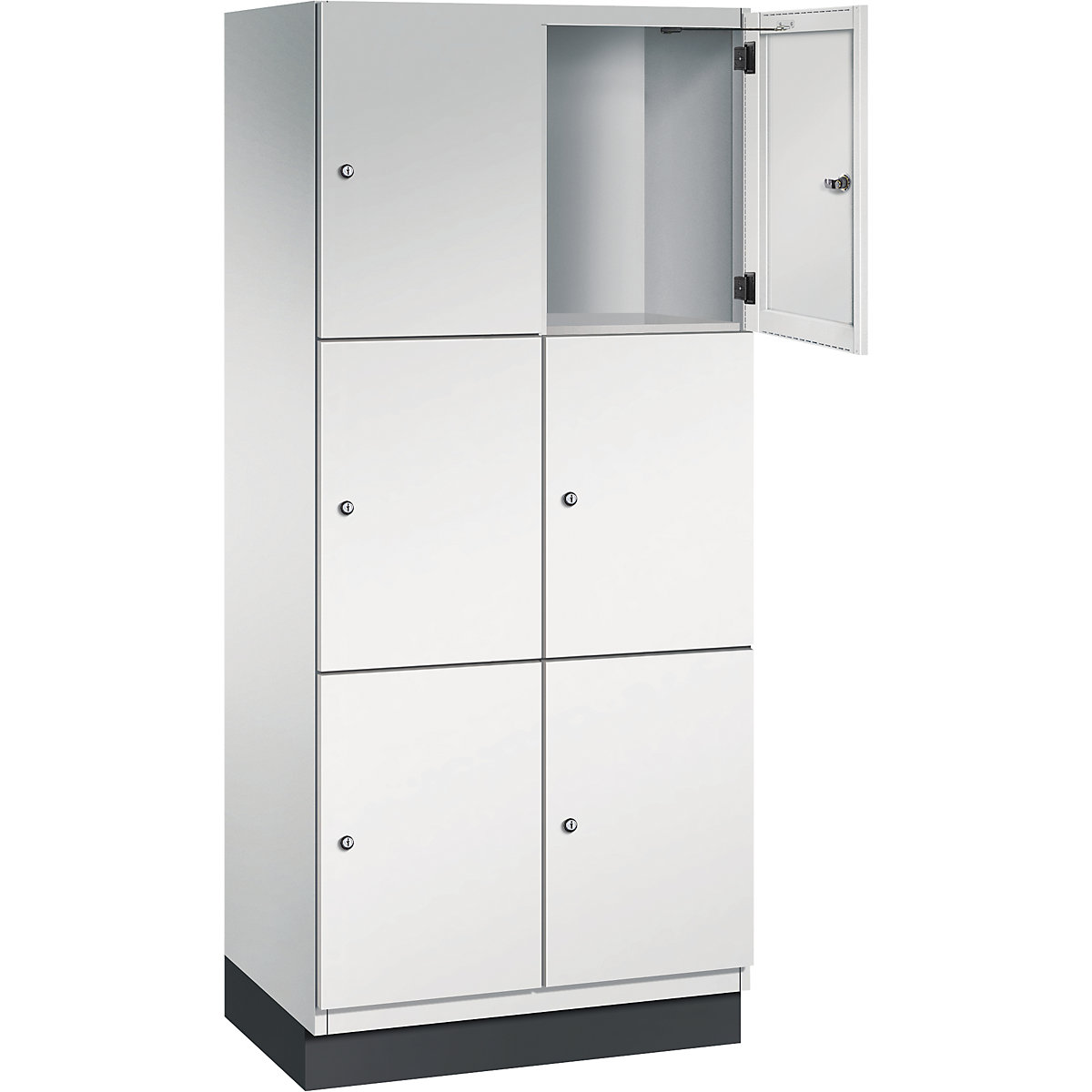 Armário de cacifos com 3 compartimentos Cambio – C+P, 2 compartimentos, cinzento claro, porta em chapa de aço, L 800 mm, 6 compartimentos-10