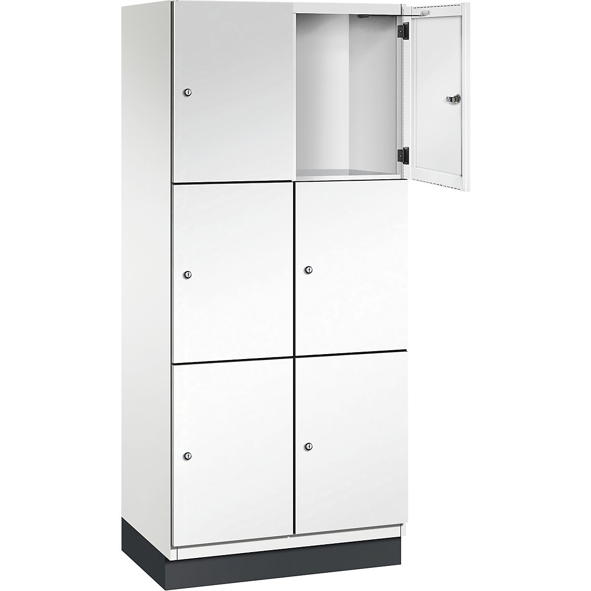 Armário de cacifos com 3 compartimentos Cambio – C+P, 2 compartimentos, branco puro, porta em chapa de aço, L 800 mm, 6 compartimentos-3