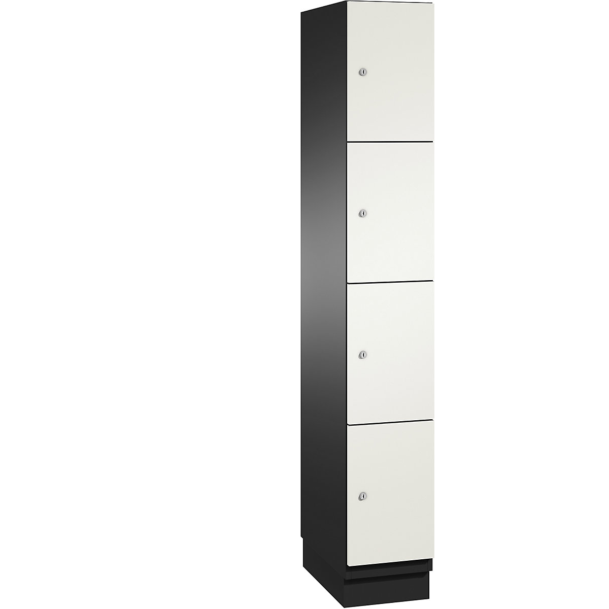 Armário de cacifos com 4 compartimentos Cambio – C+P, 1 compartimento, preto acinzentado/branco, porta HPL, L 300 mm, 4 compartimentos-12