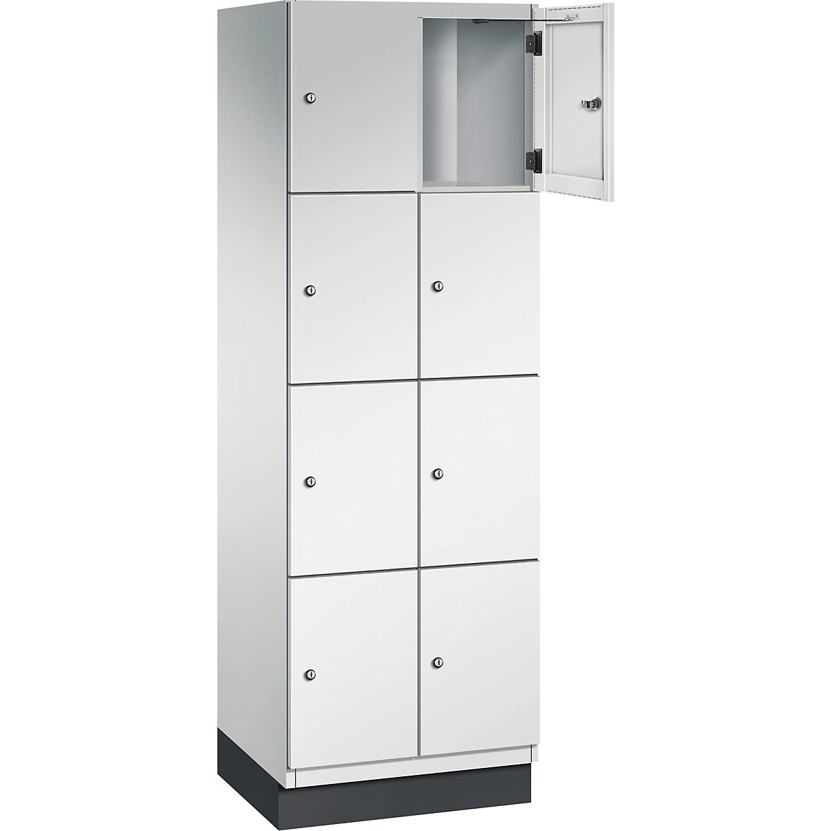 Armário de cacifos com 4 compartimentos Cambio – C+P, 2 compartimentos, cinzento claro, porta em chapa de aço, L 600 mm, 8 compartimentos-10