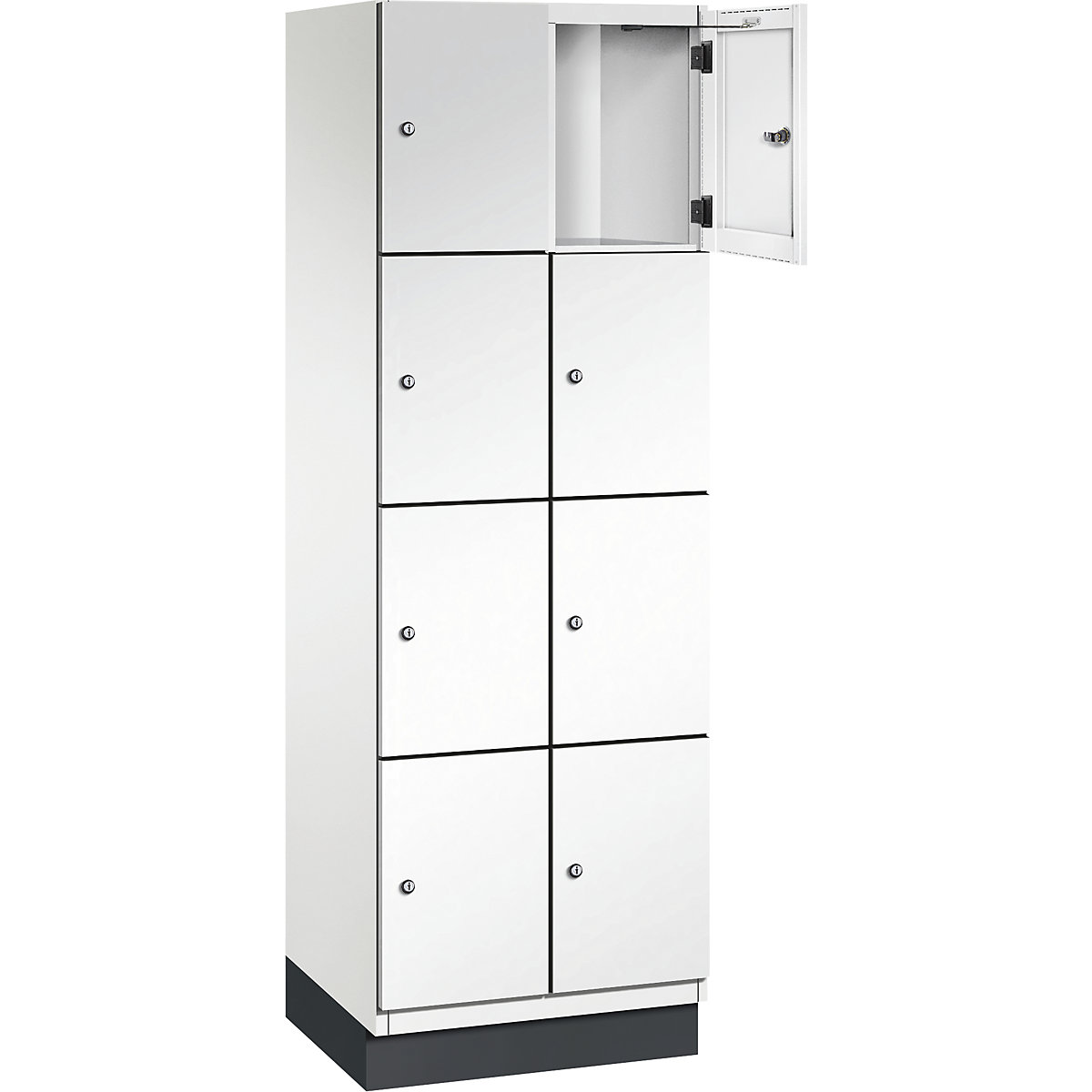 Armário de cacifos com 4 compartimentos Cambio – C+P, 2 compartimentos, branco puro, porta em chapa de aço, L 600 mm, 8 compartimentos-12