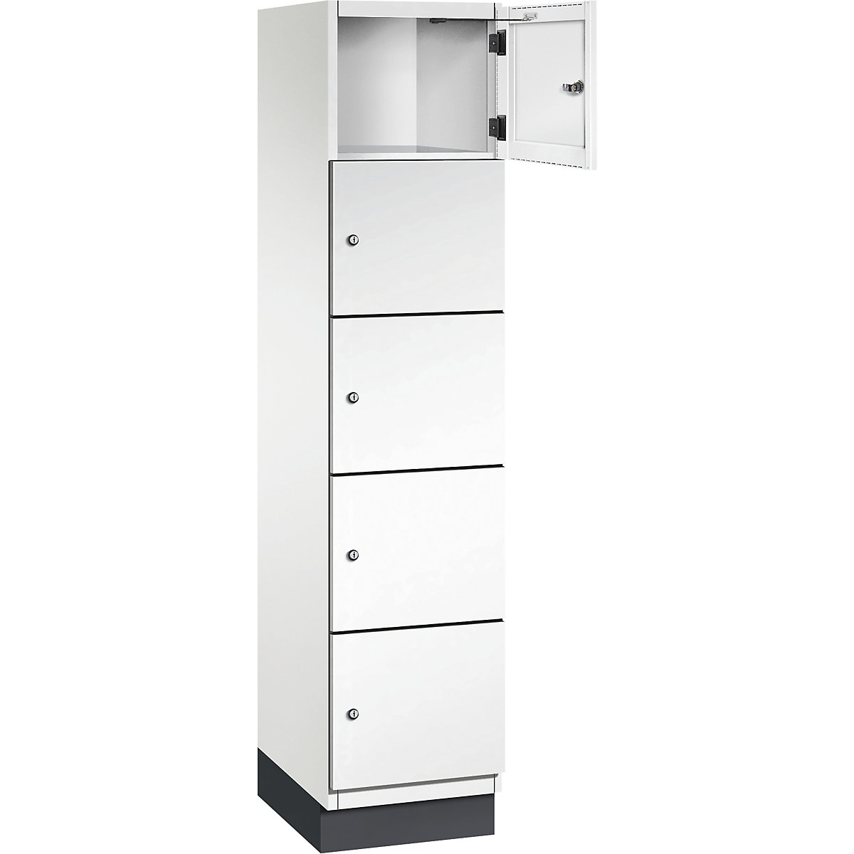 Armário de cacifos com 5 compartimentos Cambio – C+P, 1 compartimento, branco puro, porta em chapa de aço, L 400 mm, 5 compartimentos-4