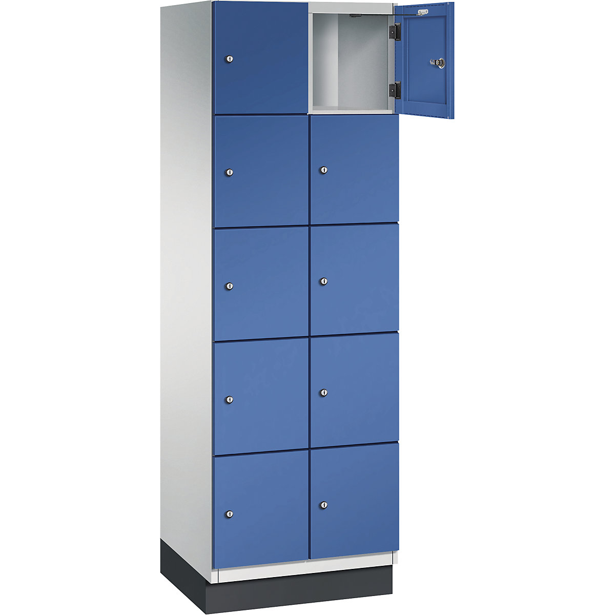 Armário de cacifos com 5 compartimentos Cambio – C+P, 2 compartimentos, cinzento claro/azul genciana, porta em chapa de aço, L 600 mm, 10 compartimentos-11