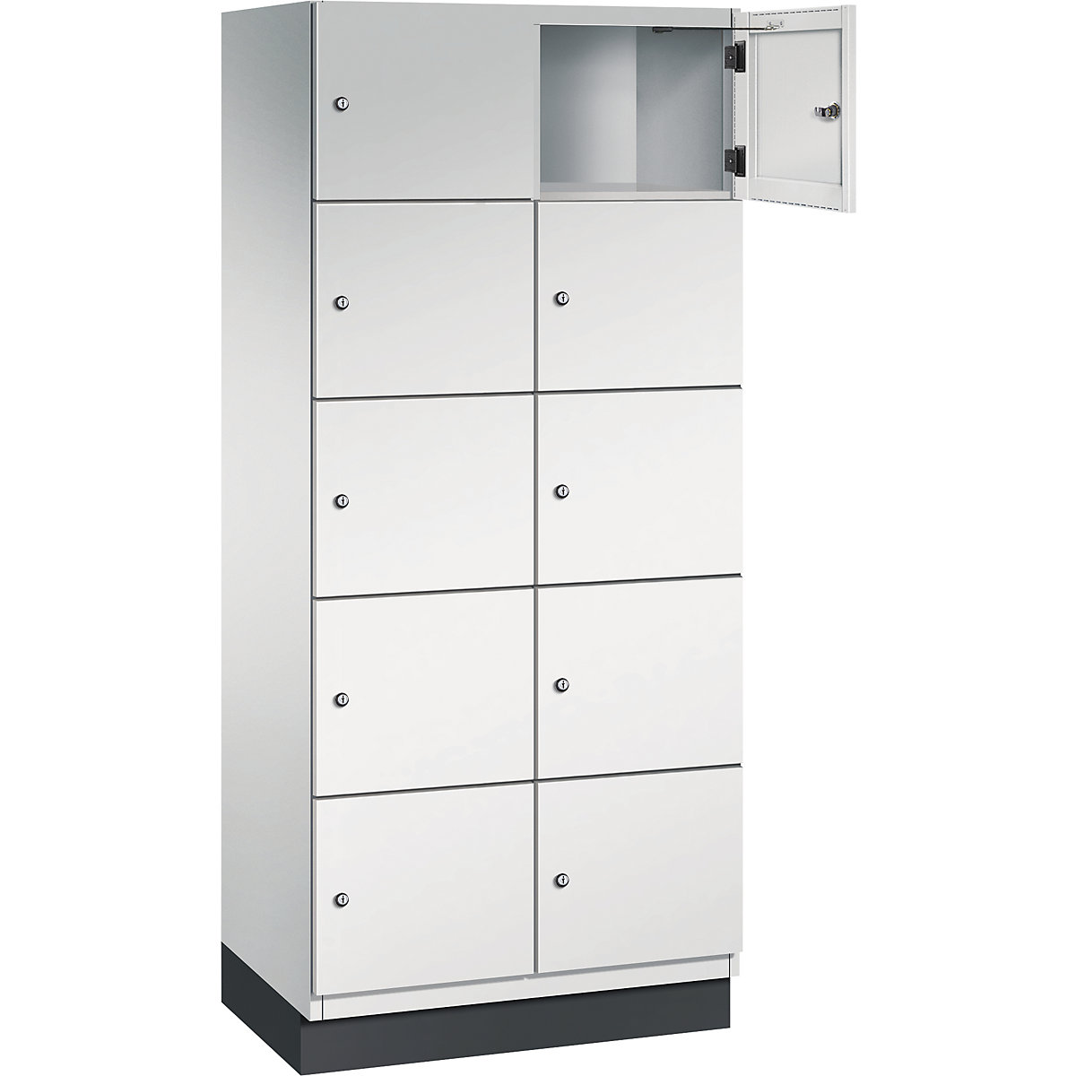 Armário de cacifos com 5 compartimentos Cambio – C+P, 2 compartimentos, cinzento claro, porta em chapa de aço, L 800 mm, 10 compartimentos-9
