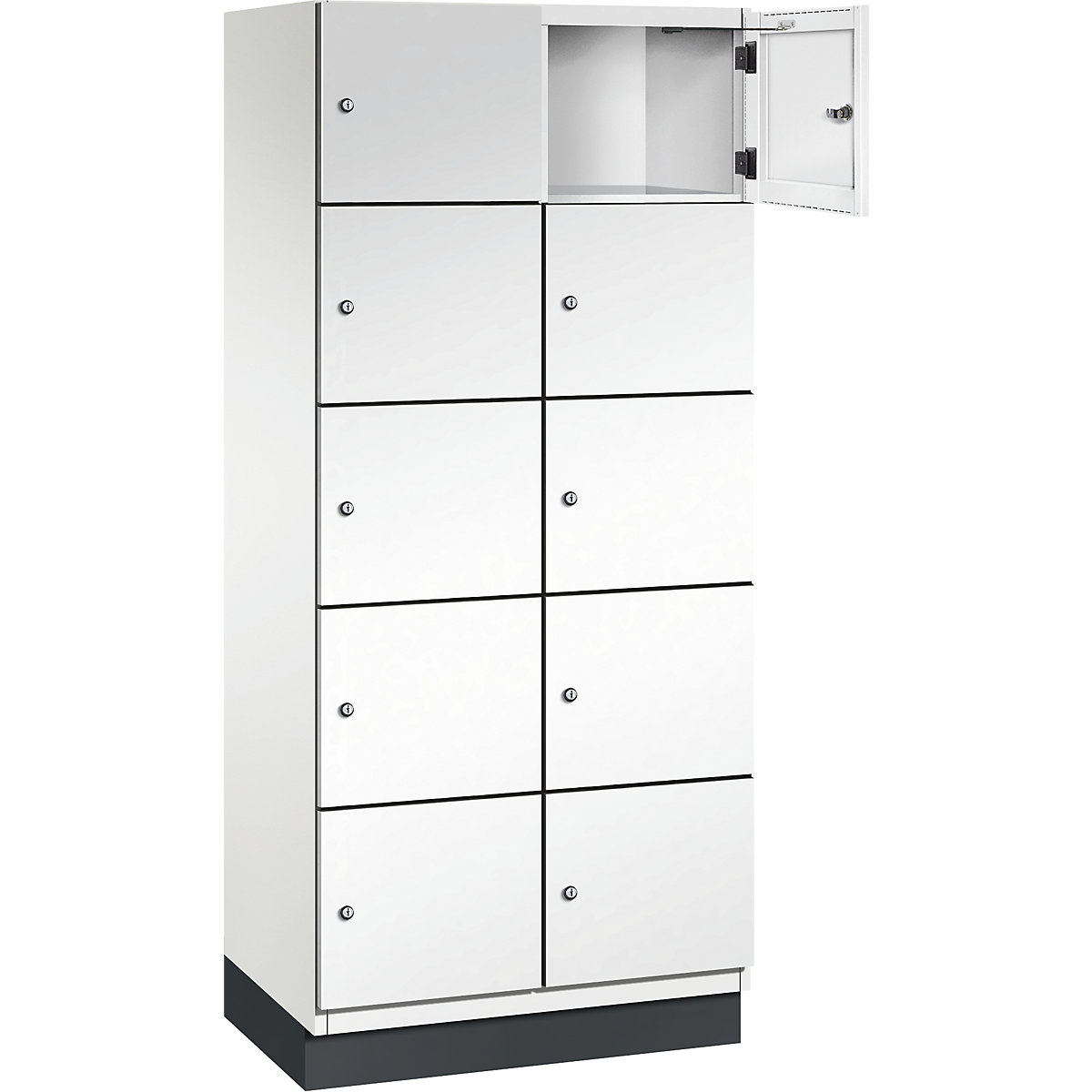 Armário de cacifos com 5 compartimentos Cambio – C+P, 2 compartimentos, branco puro, porta em chapa de aço, L 800 mm, 10 compartimentos-4