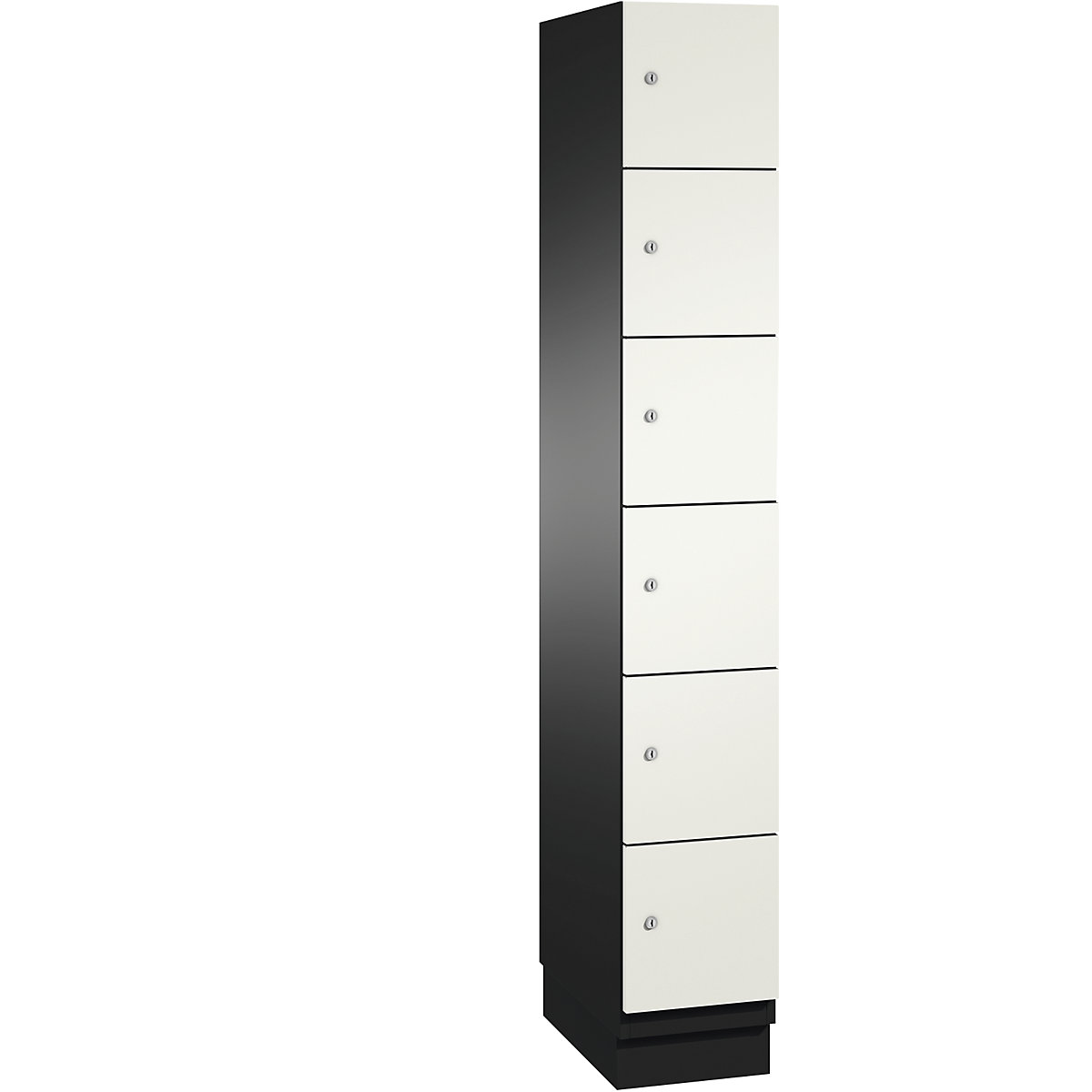Armário de cacifos com 6 compartimentos Cambio – C+P, 1 compartimento, preto acinzentado/branco puro, porta em chapa de aço, L 300 mm, 6 compartimentos-5
