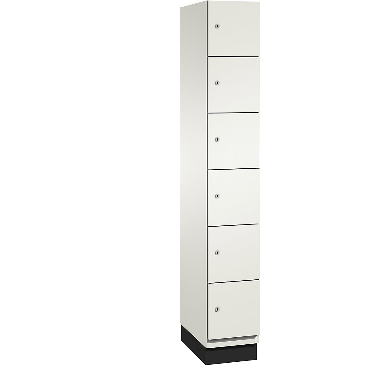 Armário de cacifos com 6 compartimentos Cambio – C+P, 1 compartimento, branco puro/branco, porta HPL, L 300 mm, 6 compartimentos-8