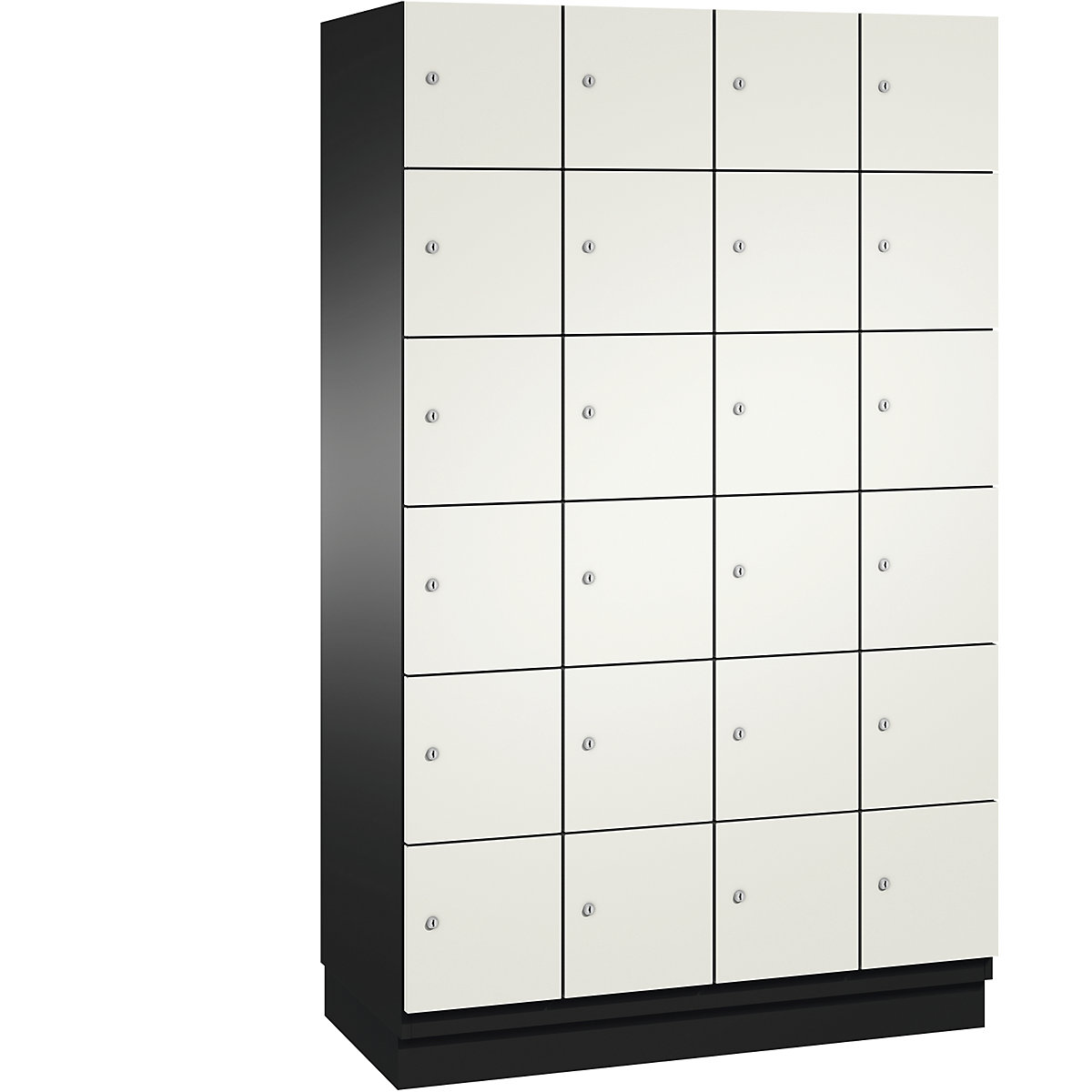 Armário de cacifos com 6 compartimentos Cambio – C+P, 4 compartimentos, preto acinzentado/branco puro, porta em chapa de aço, L 1200 mm, 24 compartimentos-4