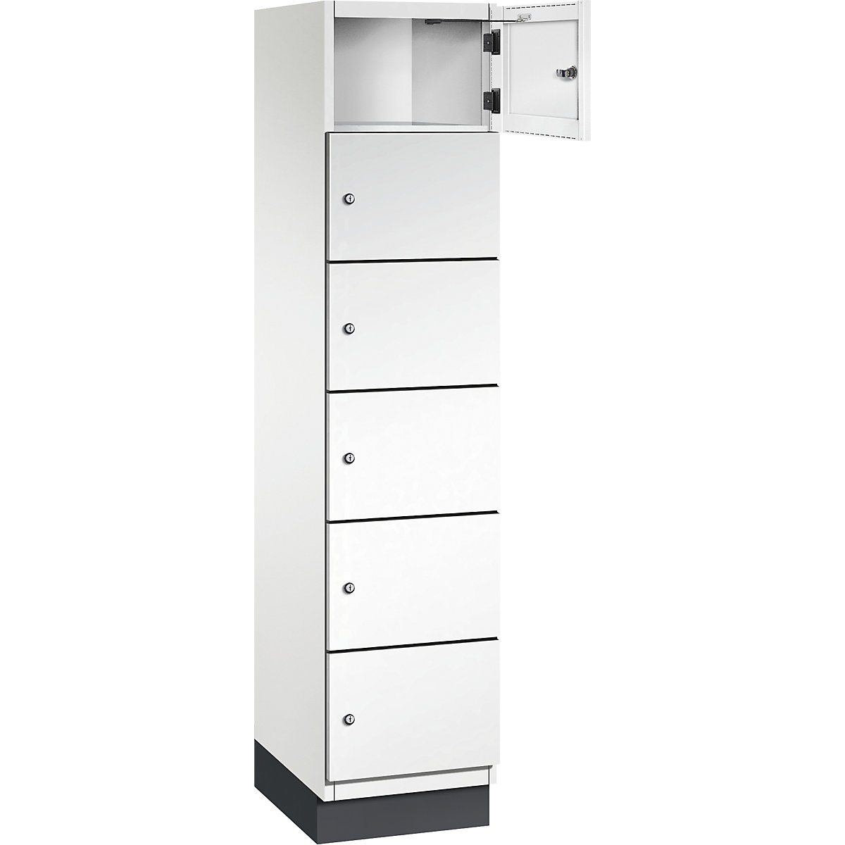 Armário de cacifos com 6 compartimentos Cambio – C+P, 1 compartimento, branco puro, porta em chapa de aço, L 400 mm, 6 compartimentos-9