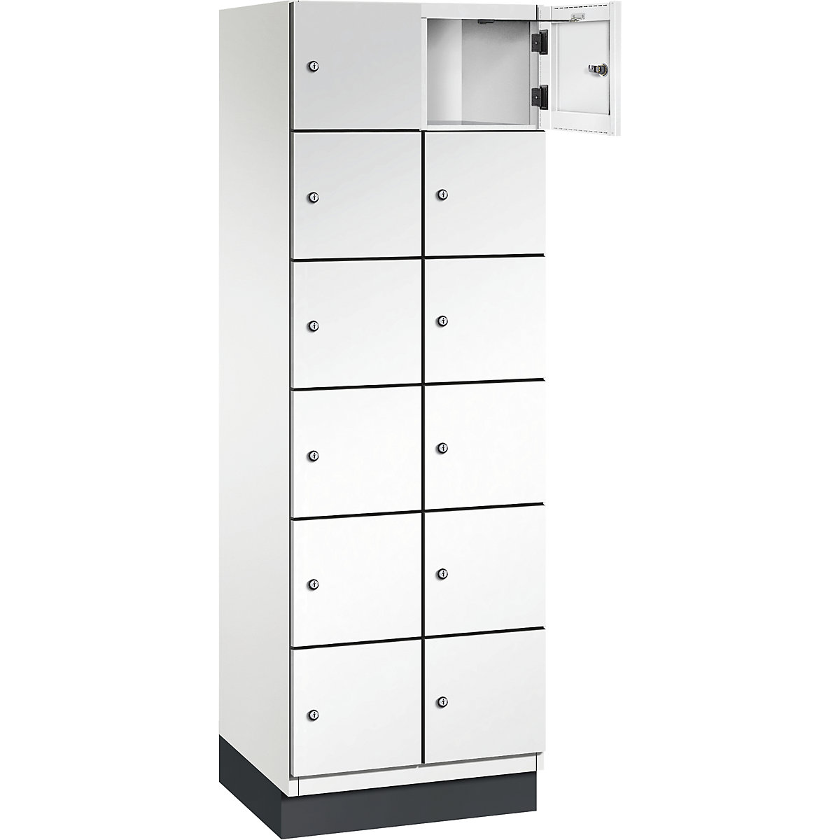 Armário de cacifos com 6 compartimentos Cambio – C+P, 2 compartimentos, branco puro, porta em chapa de aço, L 600 mm, 12 compartimentos-3