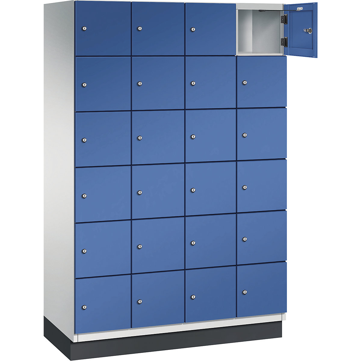 Armário de cacifos com 6 compartimentos Cambio – C+P, 4 compartimentos, cinzento claro/azul genciana, porta em chapa de aço, L 1200 mm, 24 compartimentos-5