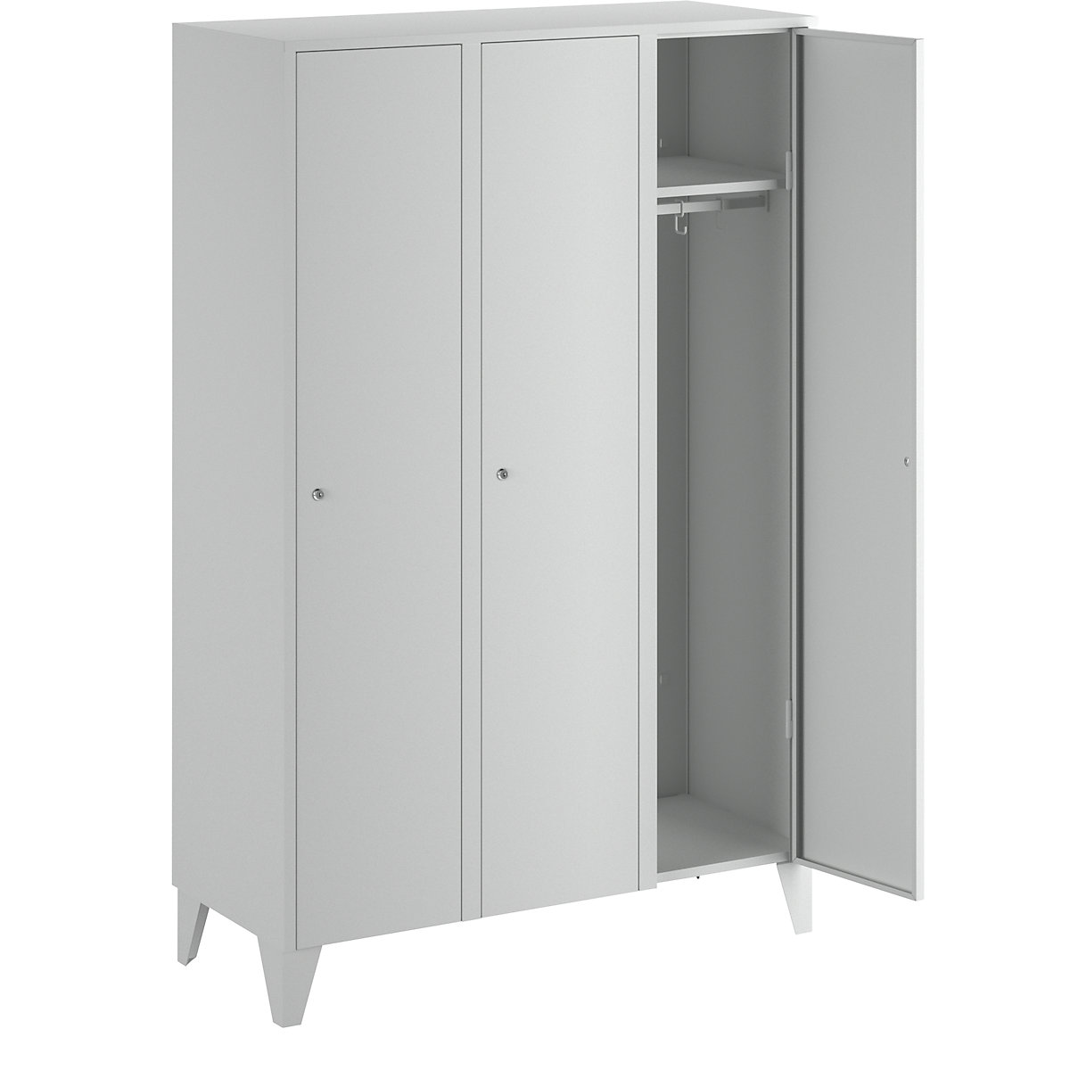 Cacifo München – Wolf, 3 compartimentos, cinzento claro, L 1200 mm, com pés-3