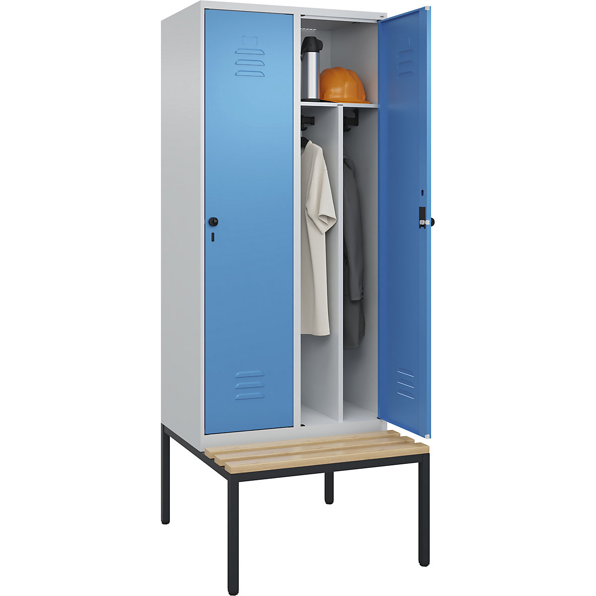 Cacifo com separação de roupa suja/limpa Classic PLUS com banco, estreito – C+P