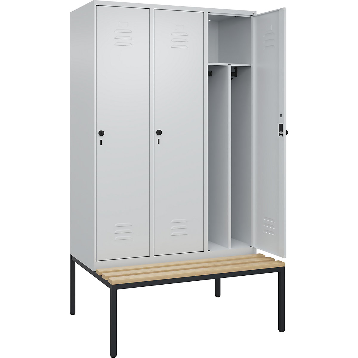 Cacifo com separação de roupa suja/limpa Classic PLUS com banco, estreito – C+P (Imagem do produto 3)-2