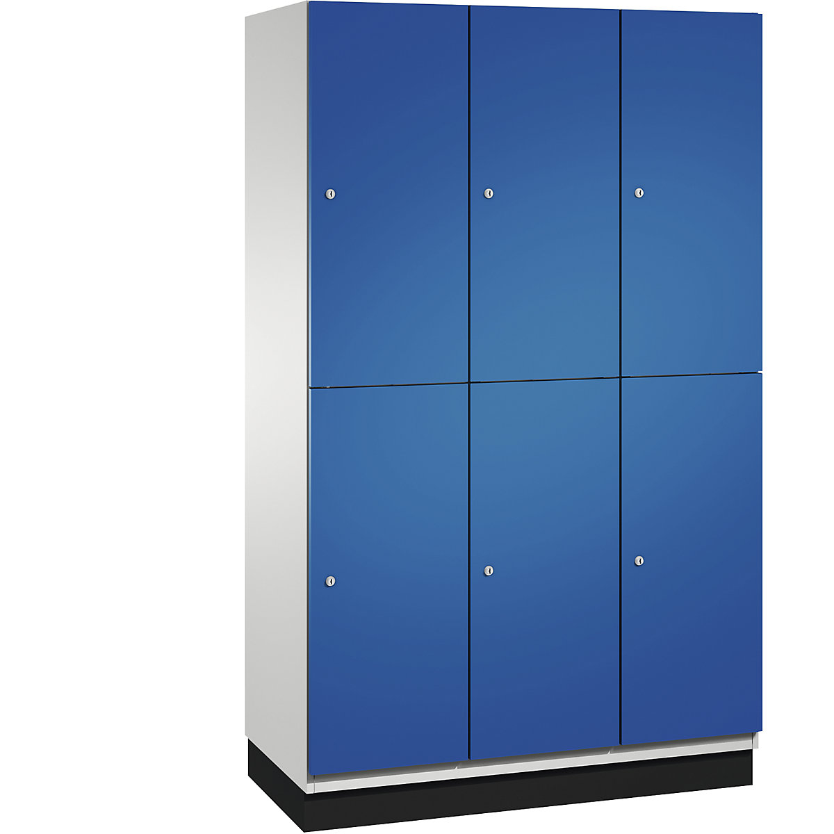 Cacifo de dois andares Cambio – C+P, 3 compartimentos, corpo em cinzento claro/porta em azul genciana, largura 1200 mm-33