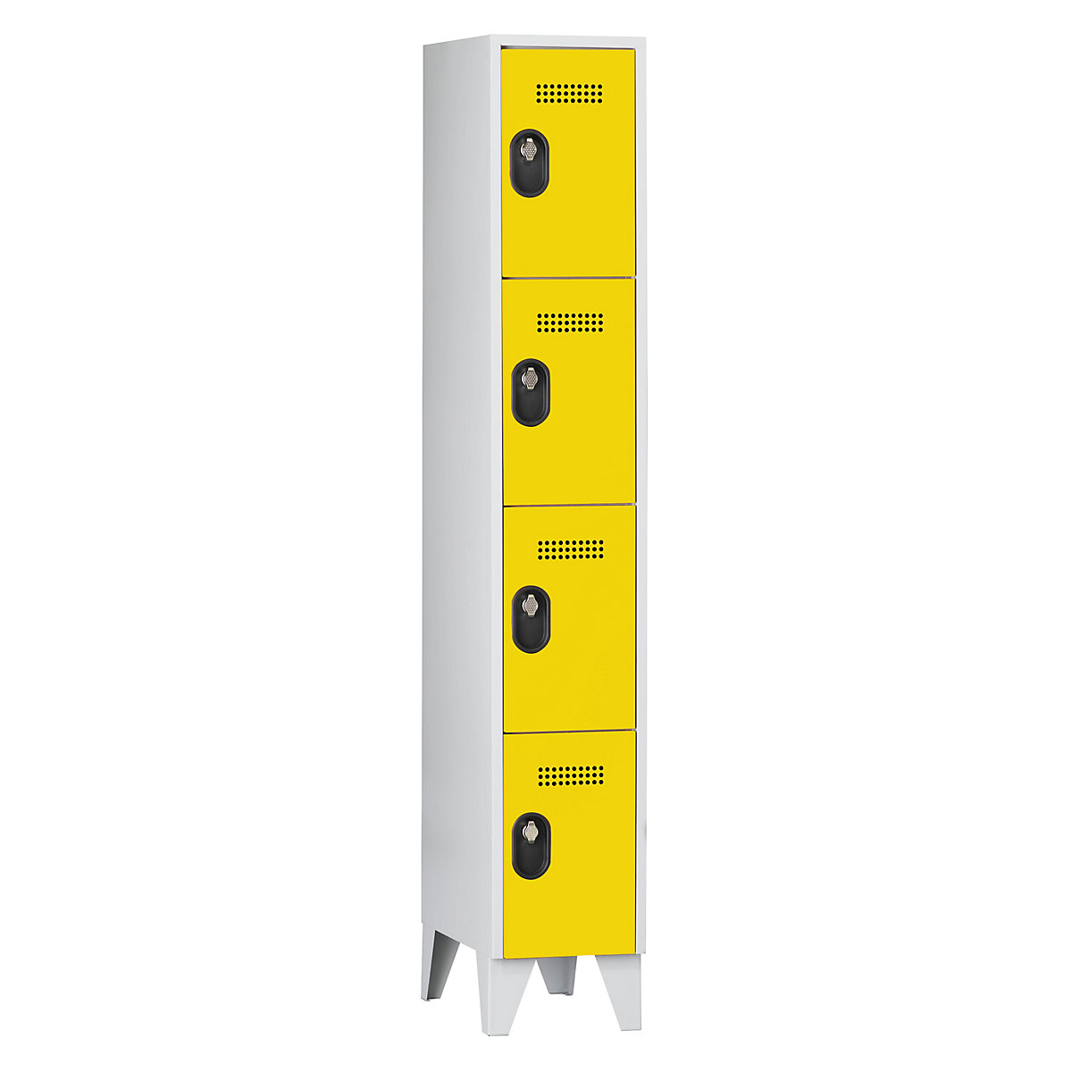 Armário de cacifos, altura do compartimento 450 mm – Wolf, AxLxP 1850 x 300 x 500 mm, largura do compartimento 300 mm, cor do corpo / porta cinzento claro / amarelo de zinco-5