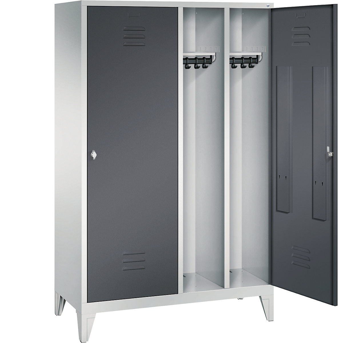 Armário de vestiário CLASSIC com pés, porta sobre 2 compartimentos – C+P (Imagem do produto 2)-1