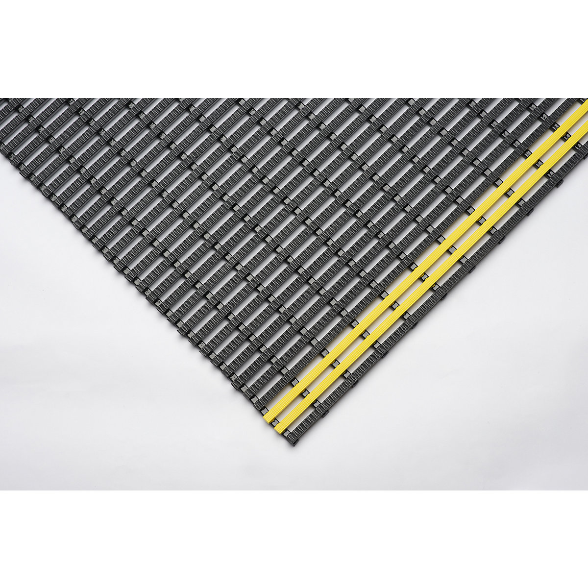 Esteira industrial, antiderrapante, rolo de 10 m, preto/amarelo, largura 600 mm