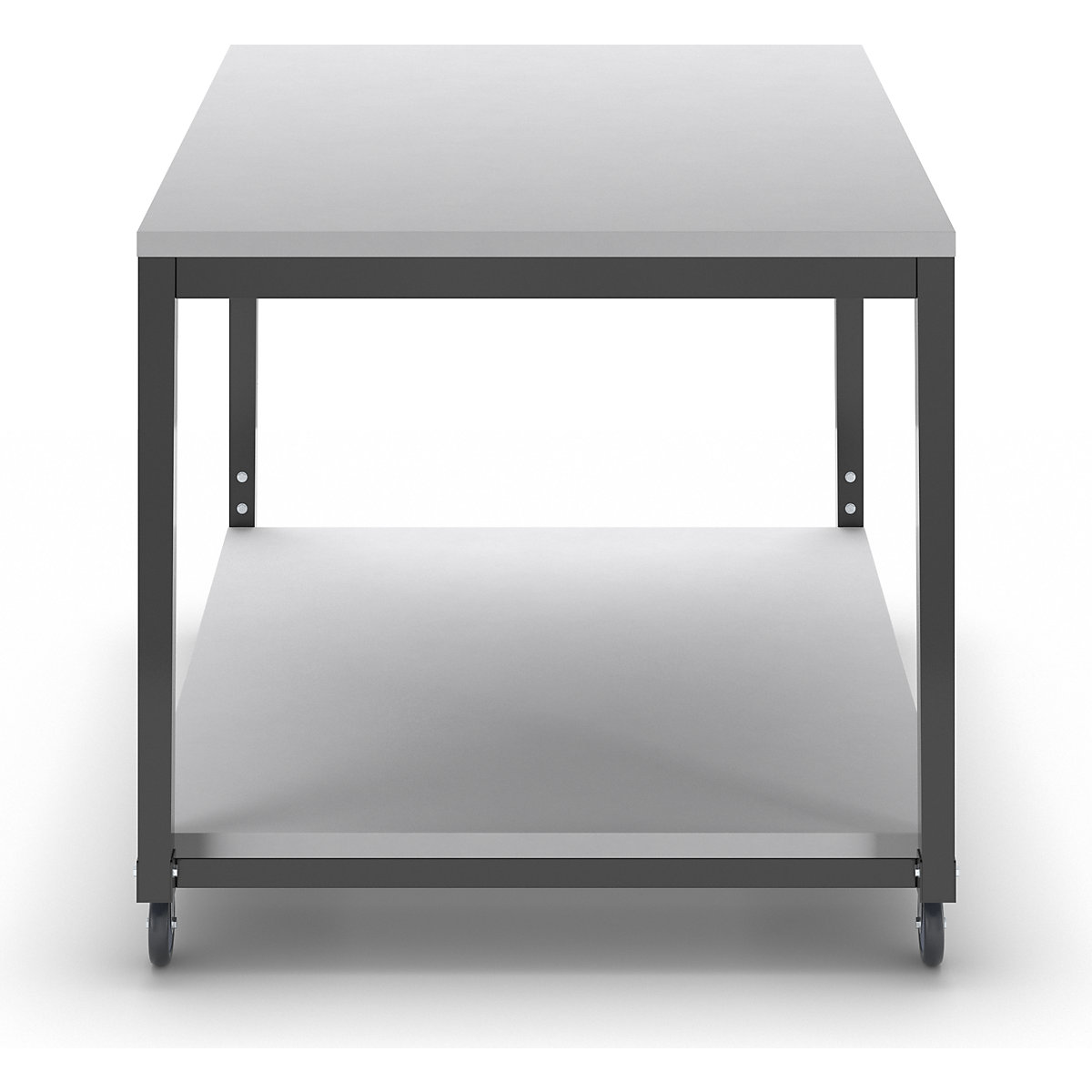 Mesa com rodas e 2 prateleiras, reguláveis em altura – eurokraft basic (Imagem do produto 3)-2