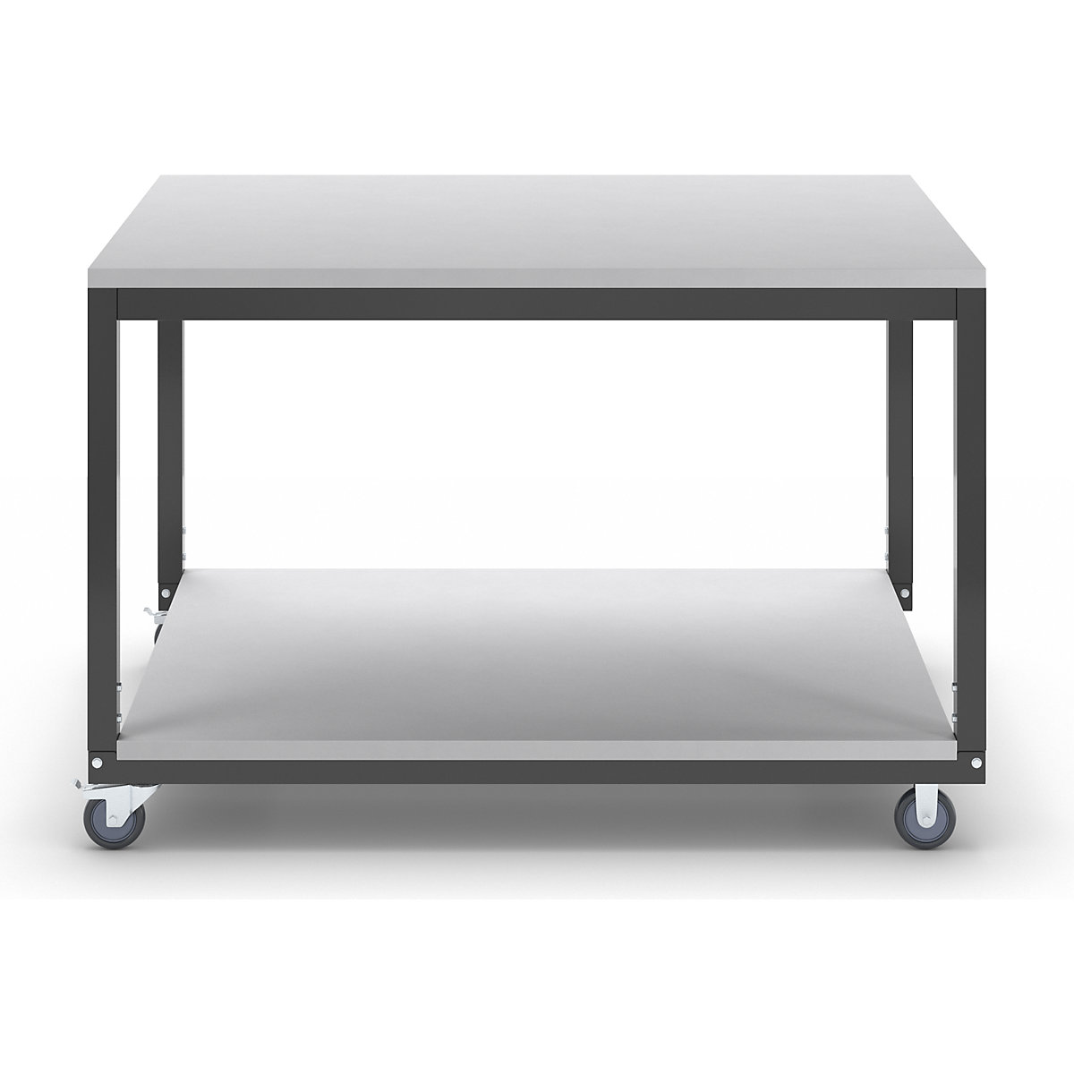 Mesa com rodas e 2 prateleiras, reguláveis em altura – eurokraft basic (Imagem do produto 4)-3