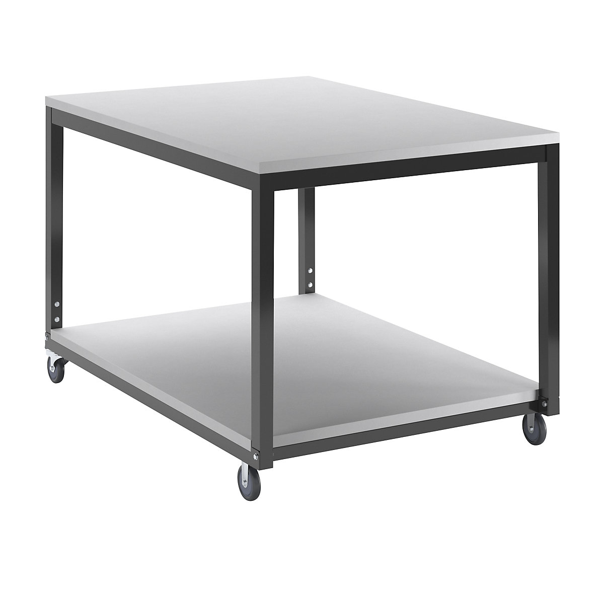 Mesa com rodas e 2 prateleiras, reguláveis em altura – eurokraft basic (Imagem do produto 8)-7