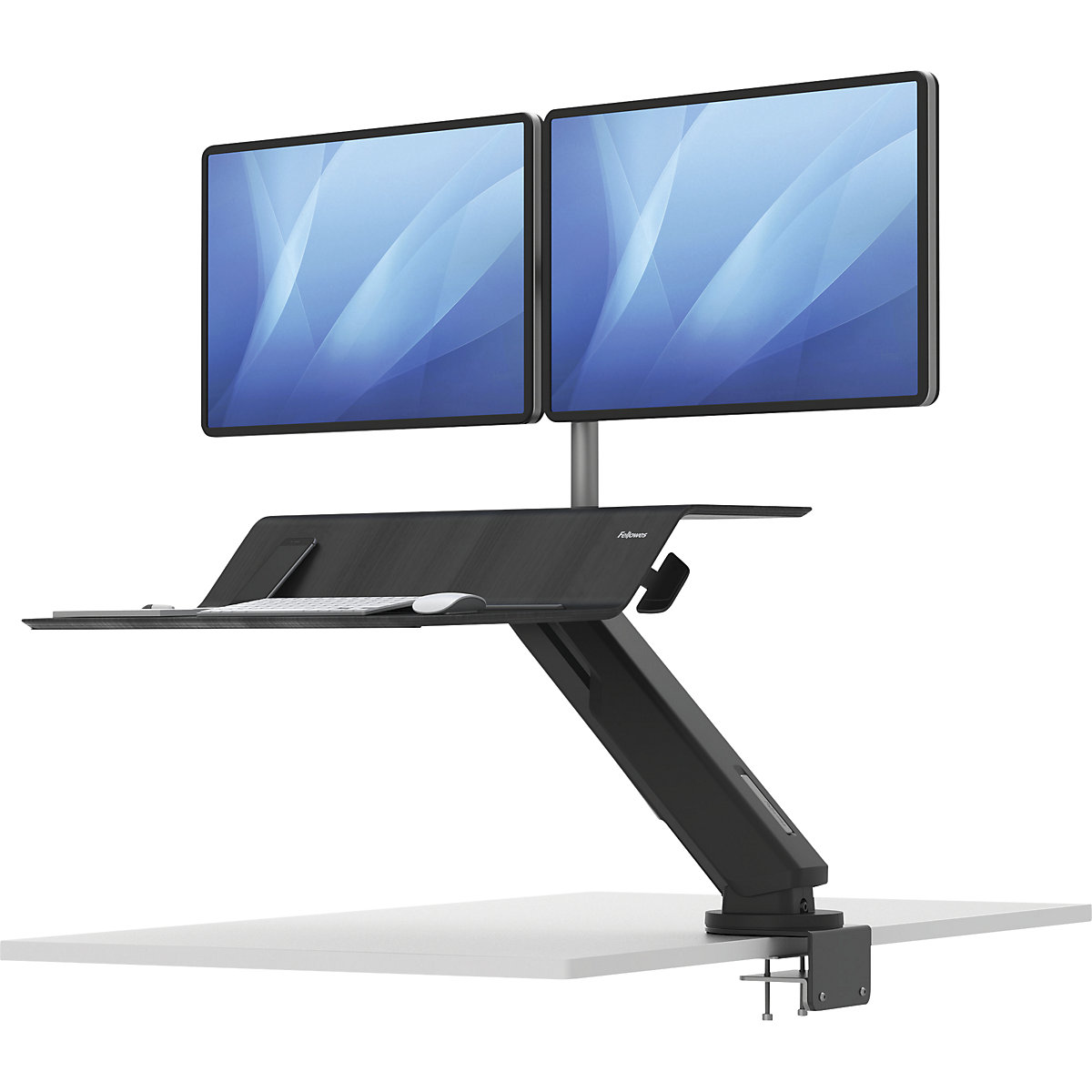 Estación para trabajar sentado y de pie Lotus™ RT, para 2 monitores – Fellowes, H x A x P 222 x 902 x 603 mm, negro-8