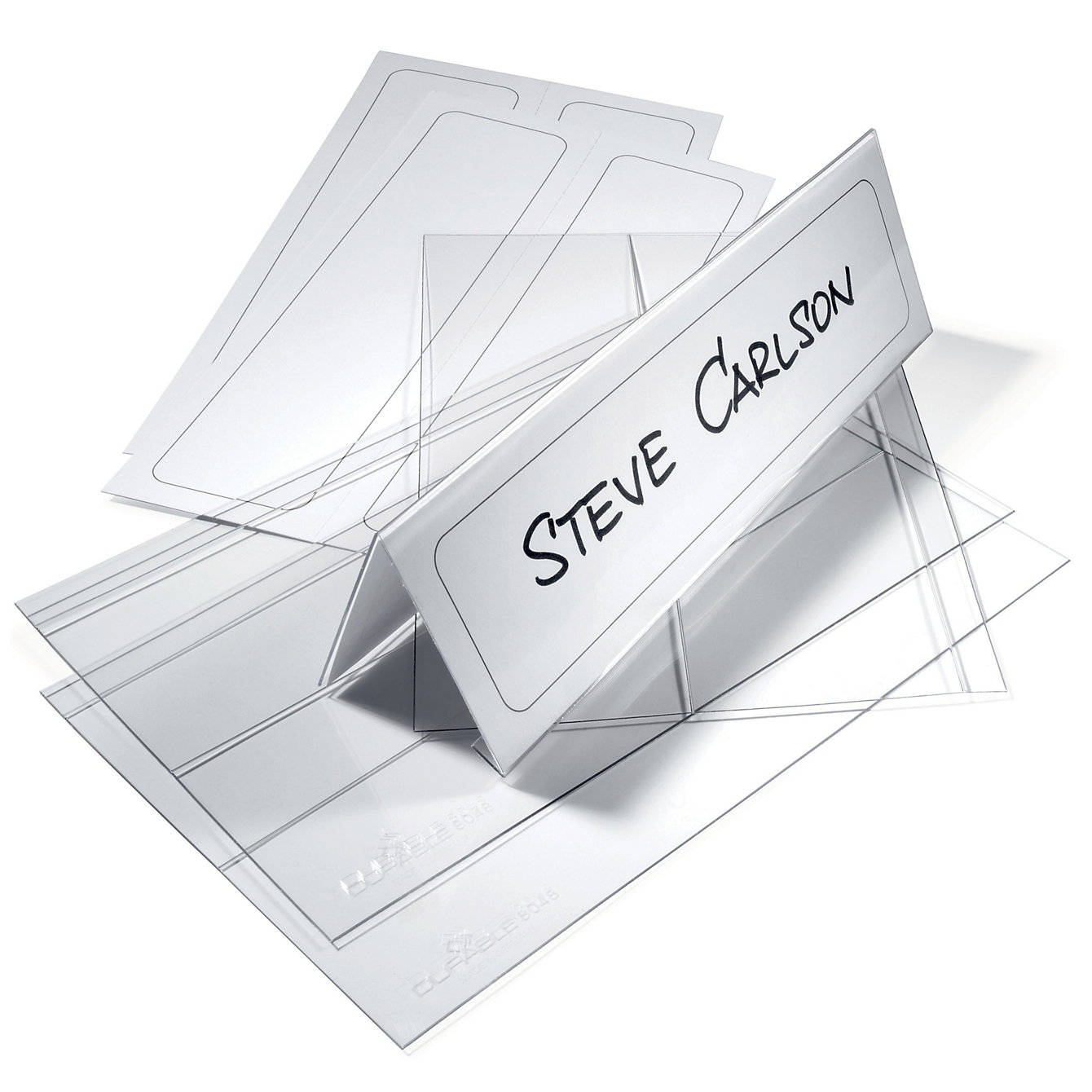 Portanombres de sobremesa de PET – DURABLE: H x A 61 / 122 x 210 mm ...