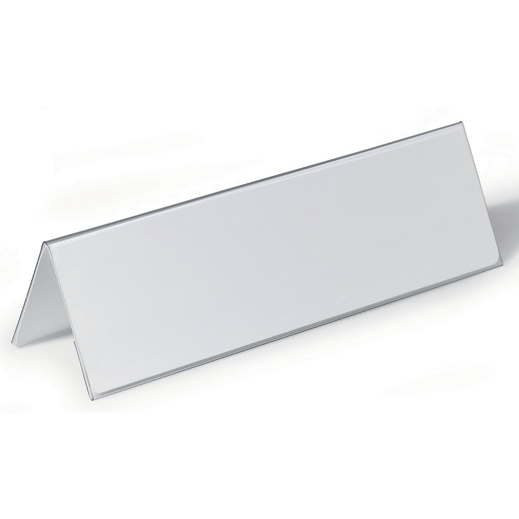 Portanombres de sobremesa de lámina dura – DURABLE: forma de techo, H x ...
