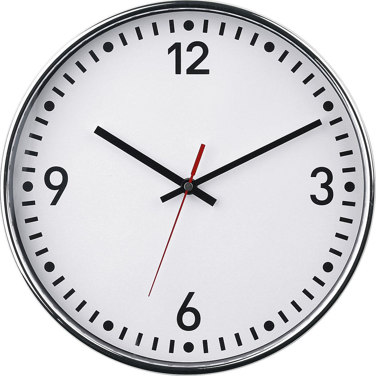 Reloj de pared, Ø 300 mm, reloj de cuarzo, esfera blanca con rayas y números